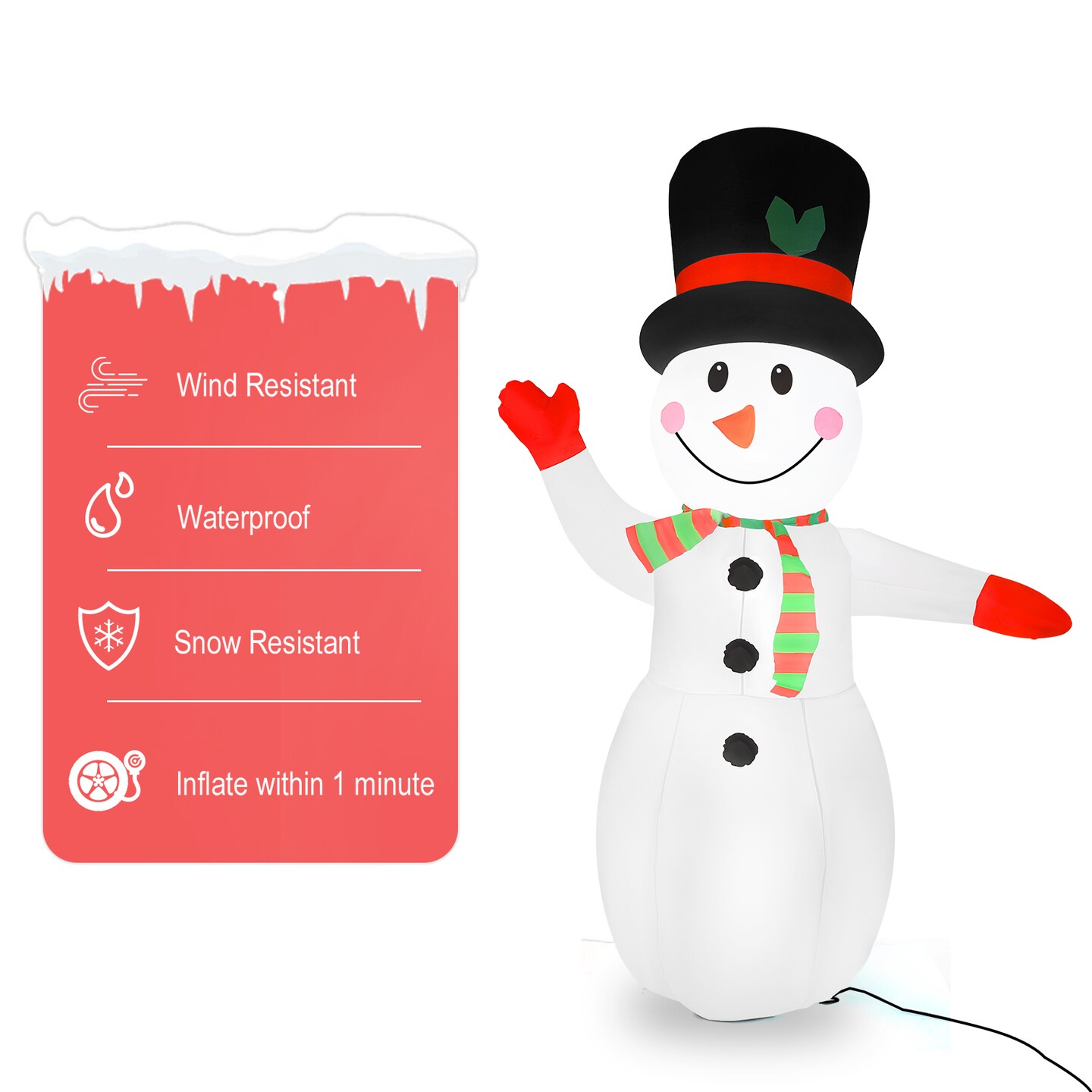 8FT Christmas Inflatable Snowman Decor – Wind/Water/Snow Resistant for Outdoor Yard Decorations