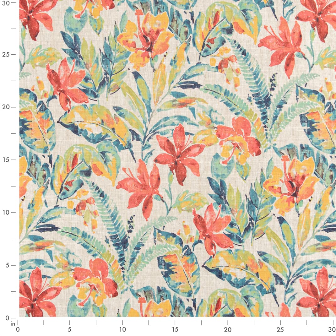 Tropical - Aqua & Teal,Coral & Peach Floral,Tropical & Botanical Upholstery Fabric 54 Inches"
