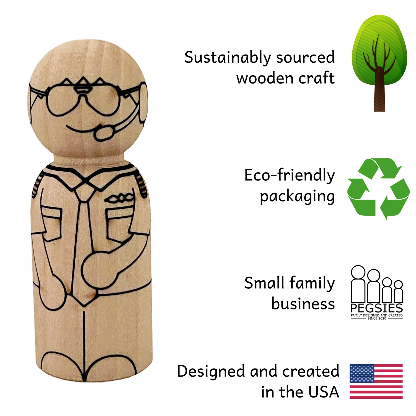 Airplane Peg Doll Set by Pegsies&#x2122;