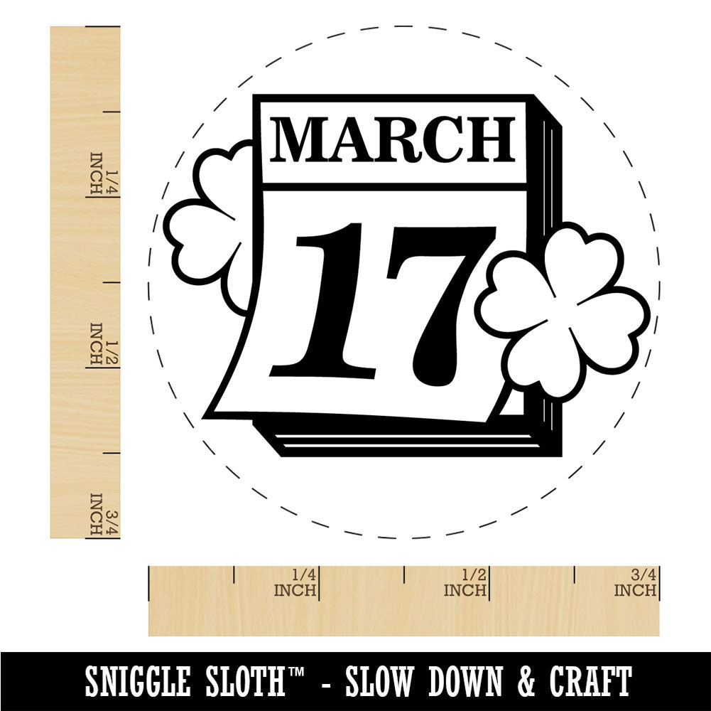 March 17 Saint Patricks Day Shamrock Clover Holiday Calendar Date Rubber Stamp for Stamping Crafting Planners