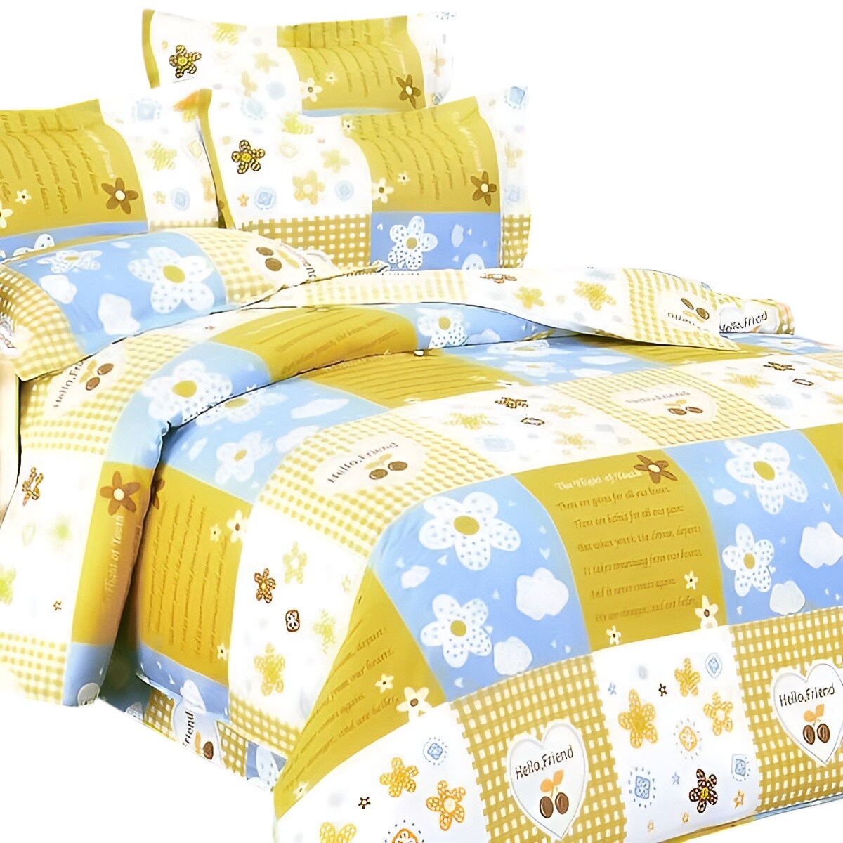 Full Size 5-Pc Cotton Comforter Set Hypoallergenic Country Yellow