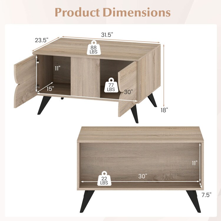 Modern Farmhouse Coffee Table with Storage Compartment for Home