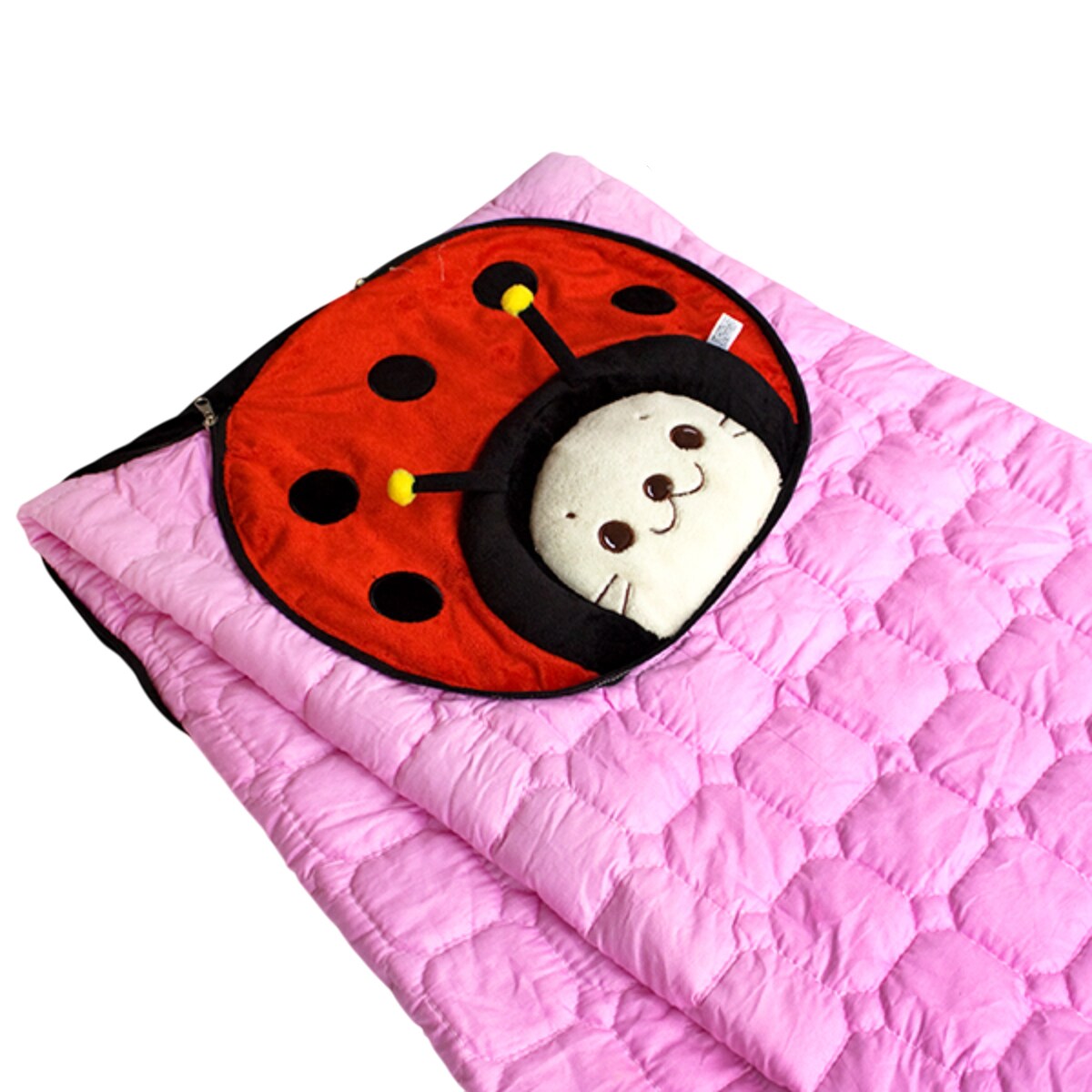 39"x59" Kids Ladybug Blanket Pillow Cushion, Zippered Microfleece Throw