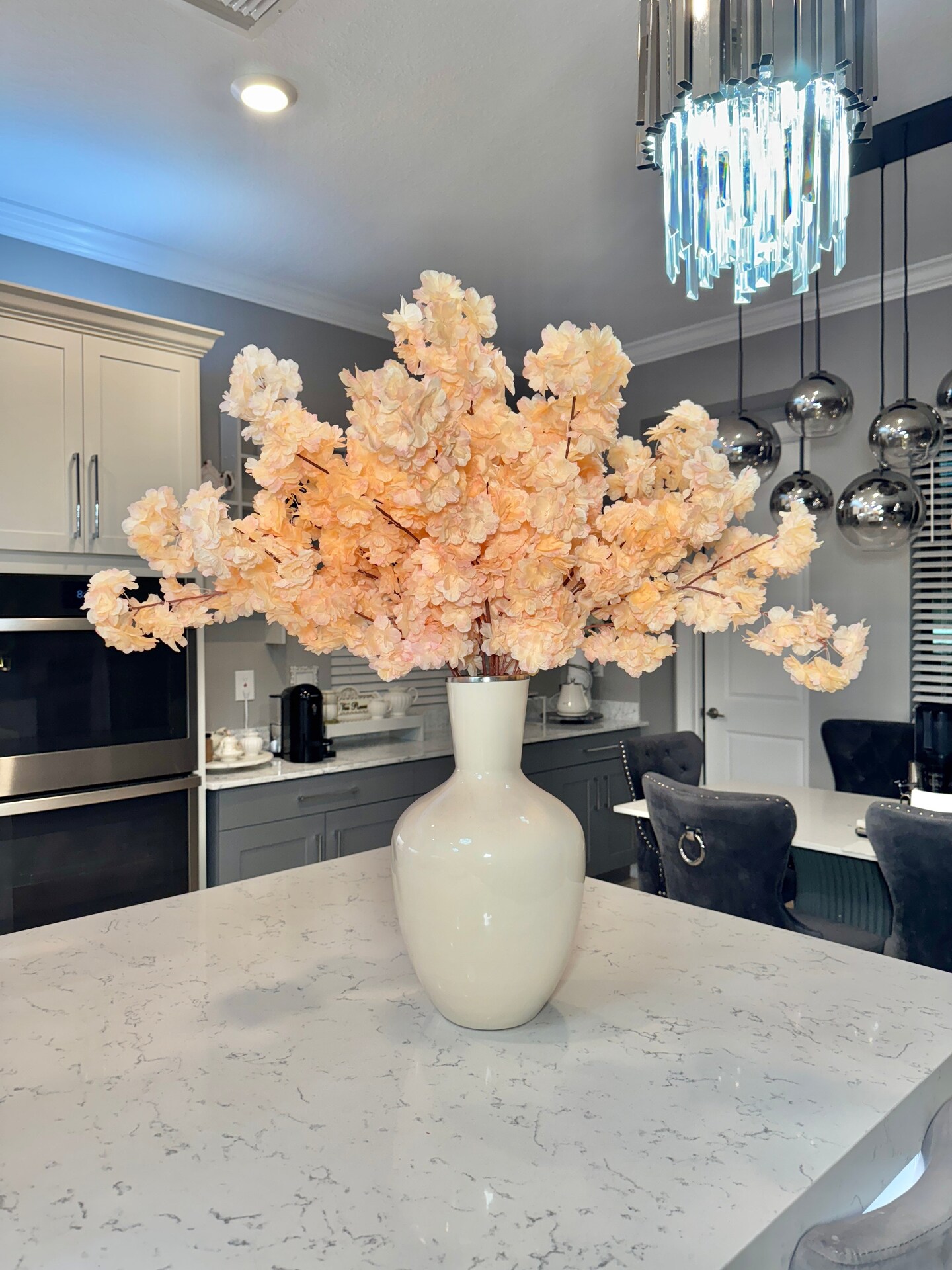 Mila Blush Faux Silk Cherry Blossom Branches Set of 3 Blush Flowers 36'' Fall Decor