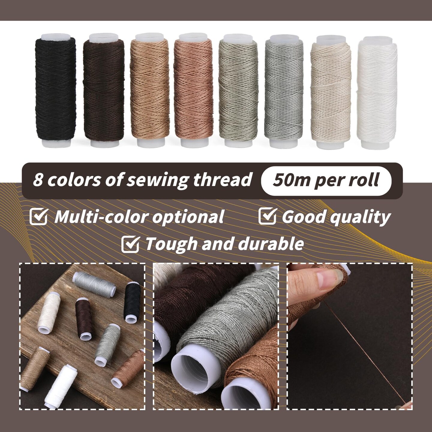 Upholstery Repair Sewing Kit Heavy Duty Sewing Kit with Awl Tools, Seam Ripper, Hand Stitching Needles, Upholstery Thread, Leather Craft Tool for Shoes Sofa Tent Carpet Craft DIY