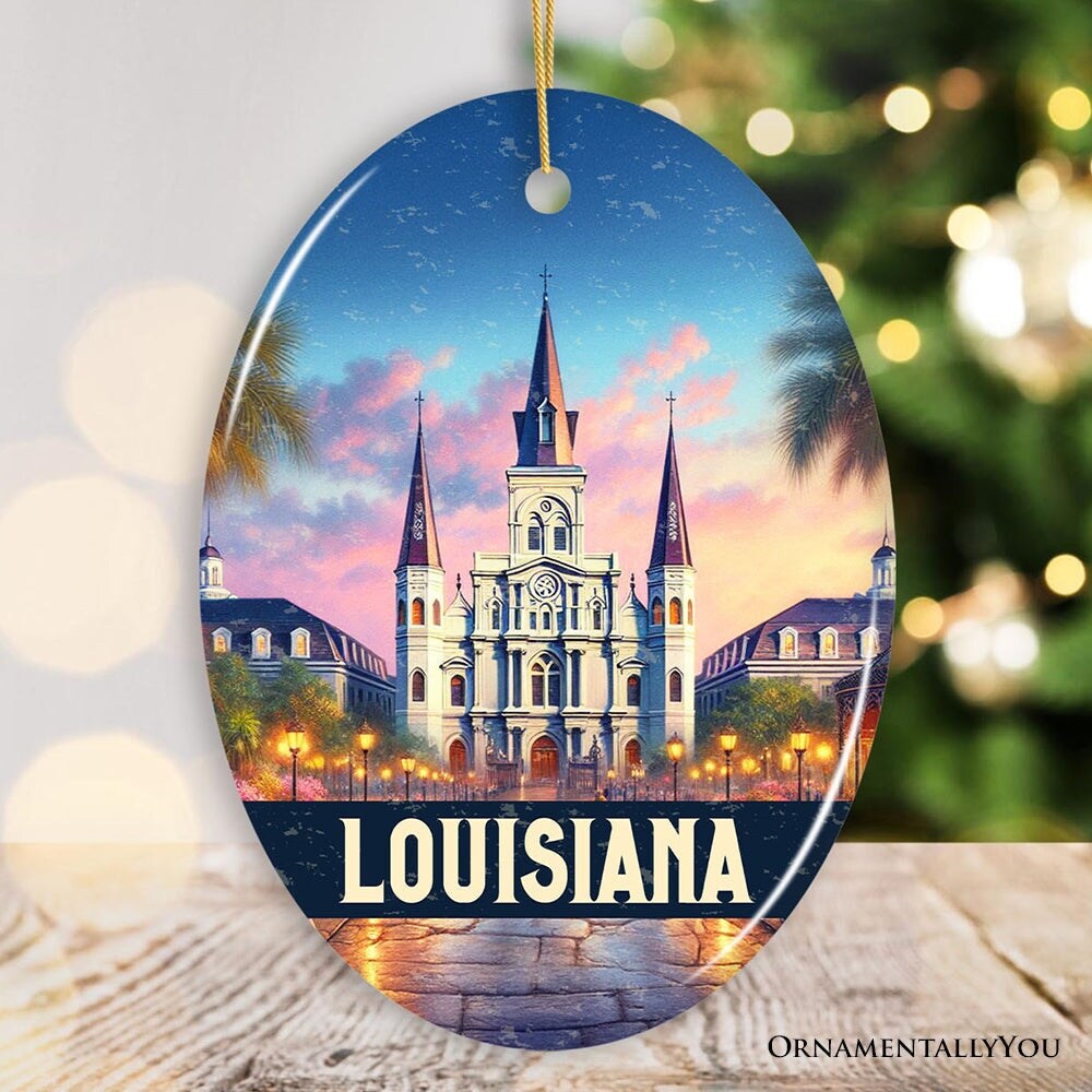 Artistic Louisiana Cathedral Christmas Ornament, St. Louis Landmark Christmas Gift and Holiday Keepsake