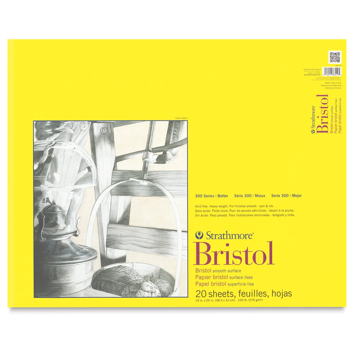 Strathmore 300 Series Bristol Pad - 19" x 24", Smooth, 20 Sheets