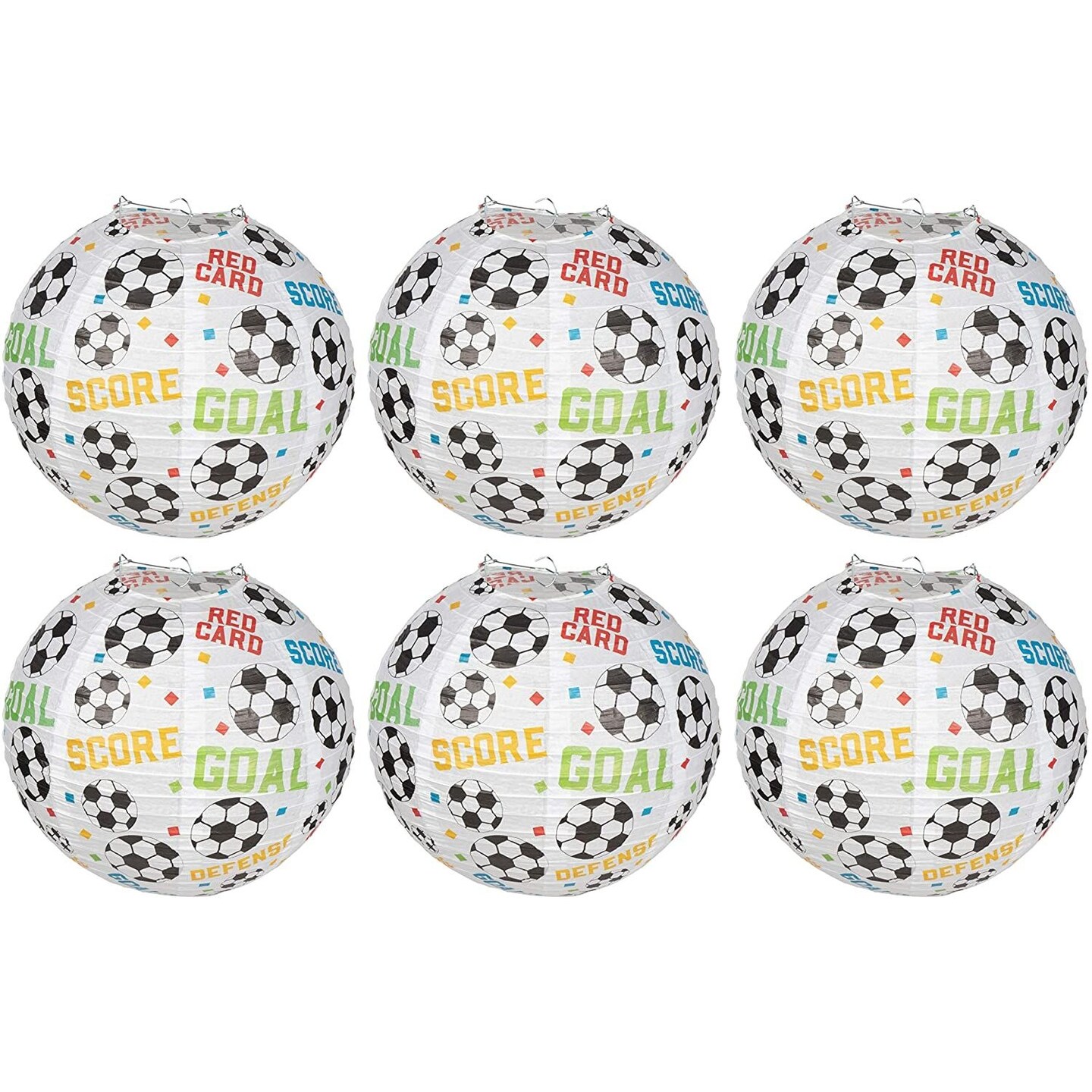 Juvale 6-Pack Hanging Paper Soccer Lanterns for Kids Birthday Party Decorations and Sport Theme Parties, 11 Inches