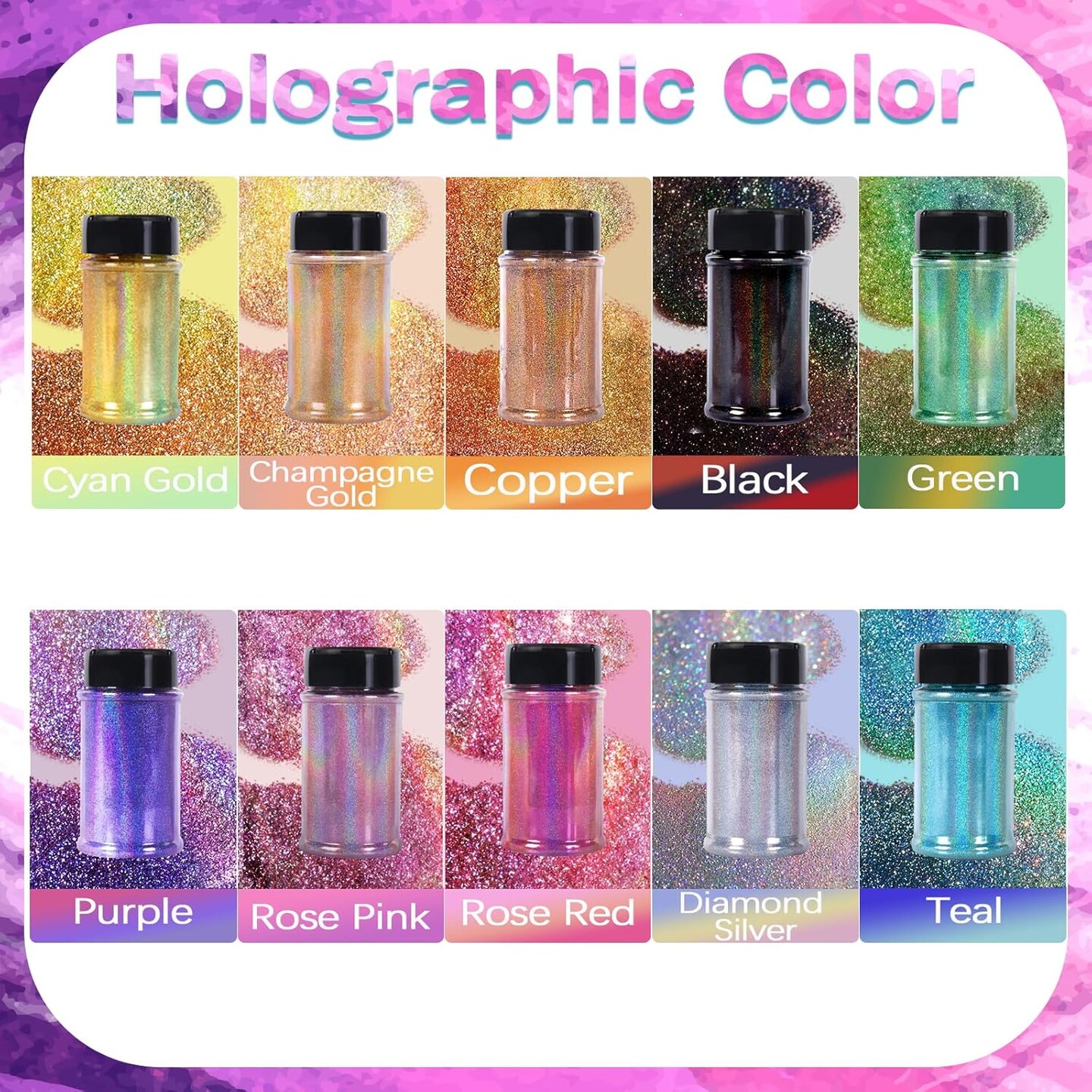 Black - Holographic Diamond Glitter for Crafts