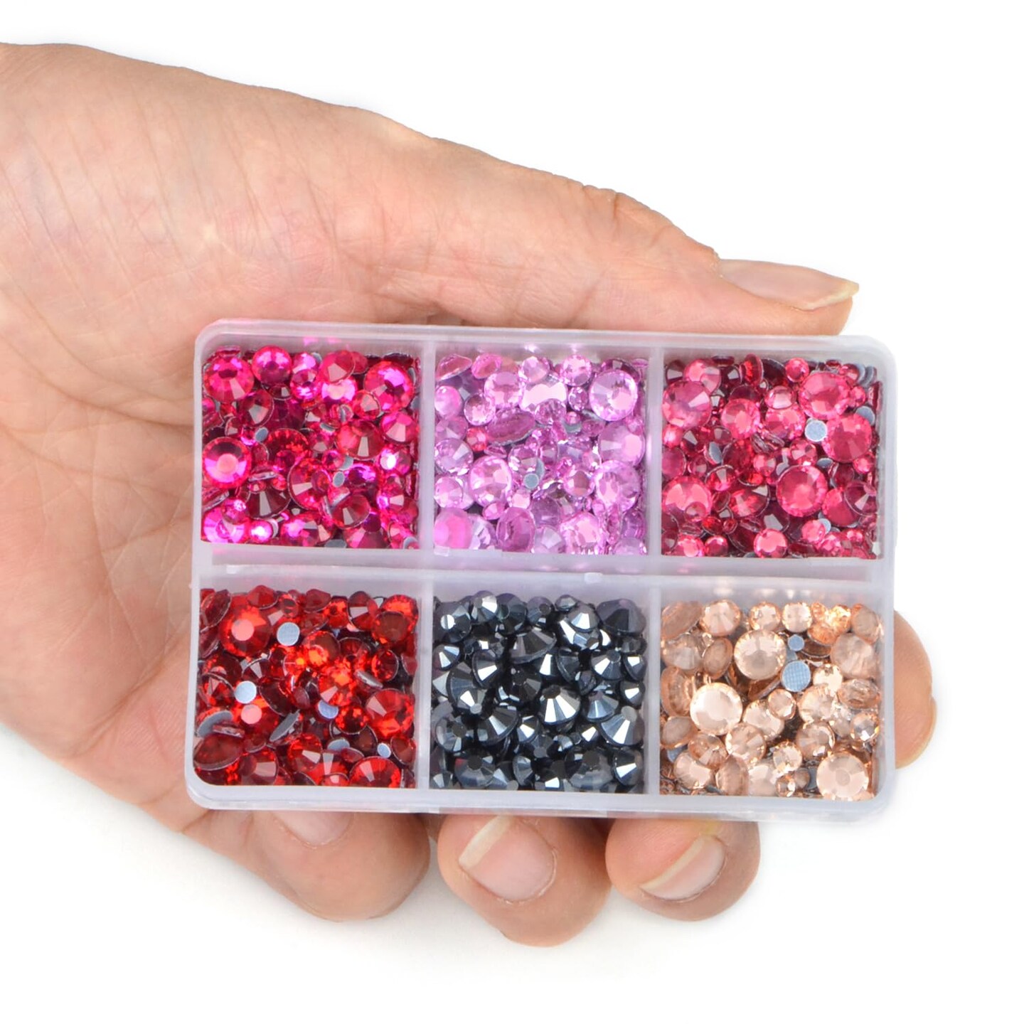 6400 Pieces Hotfix Flat Back Rhinestones - 5 Mixed Sizes (12 Colors Set B)