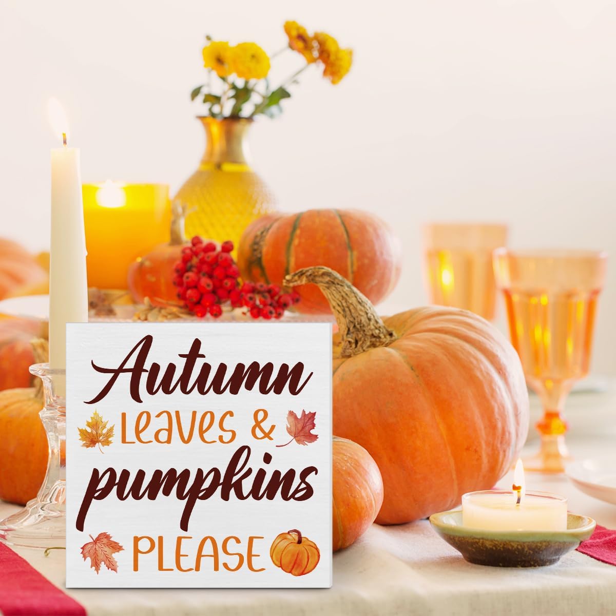 Fall Home Decor Indoor for Desk Table Shelf 5 X 5