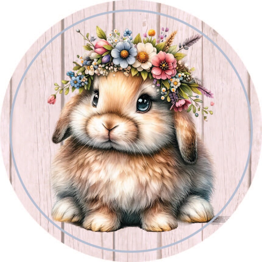 Floppy Lop Ear Floral Spring Easter Bunny Sign
