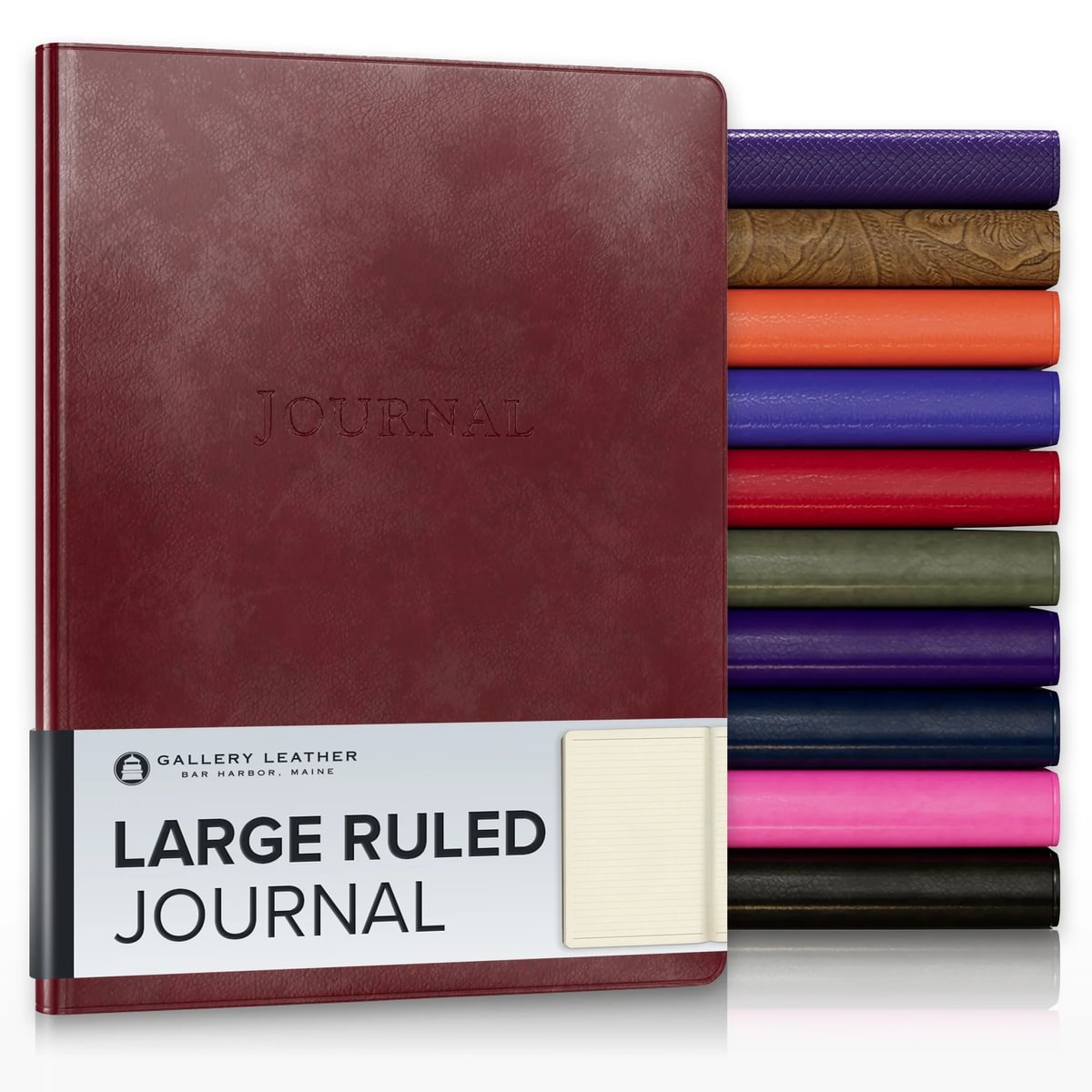 Gallery Leather Journal - Crafted in Maine, USA - Elegant Leather Writing Notebook with 192 Lined Pages - A Timeless Space for Your Thoughts - 9.75x7.5 ", Large Lined
