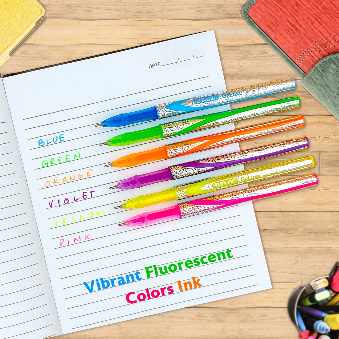 BAZIC GeLuxe 6 Fluorescent Color Gel Roller Pen