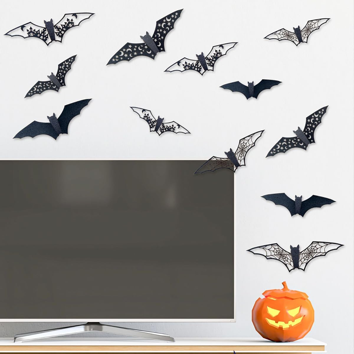24Pcs Halloween Decorations - Bats Wall Decor