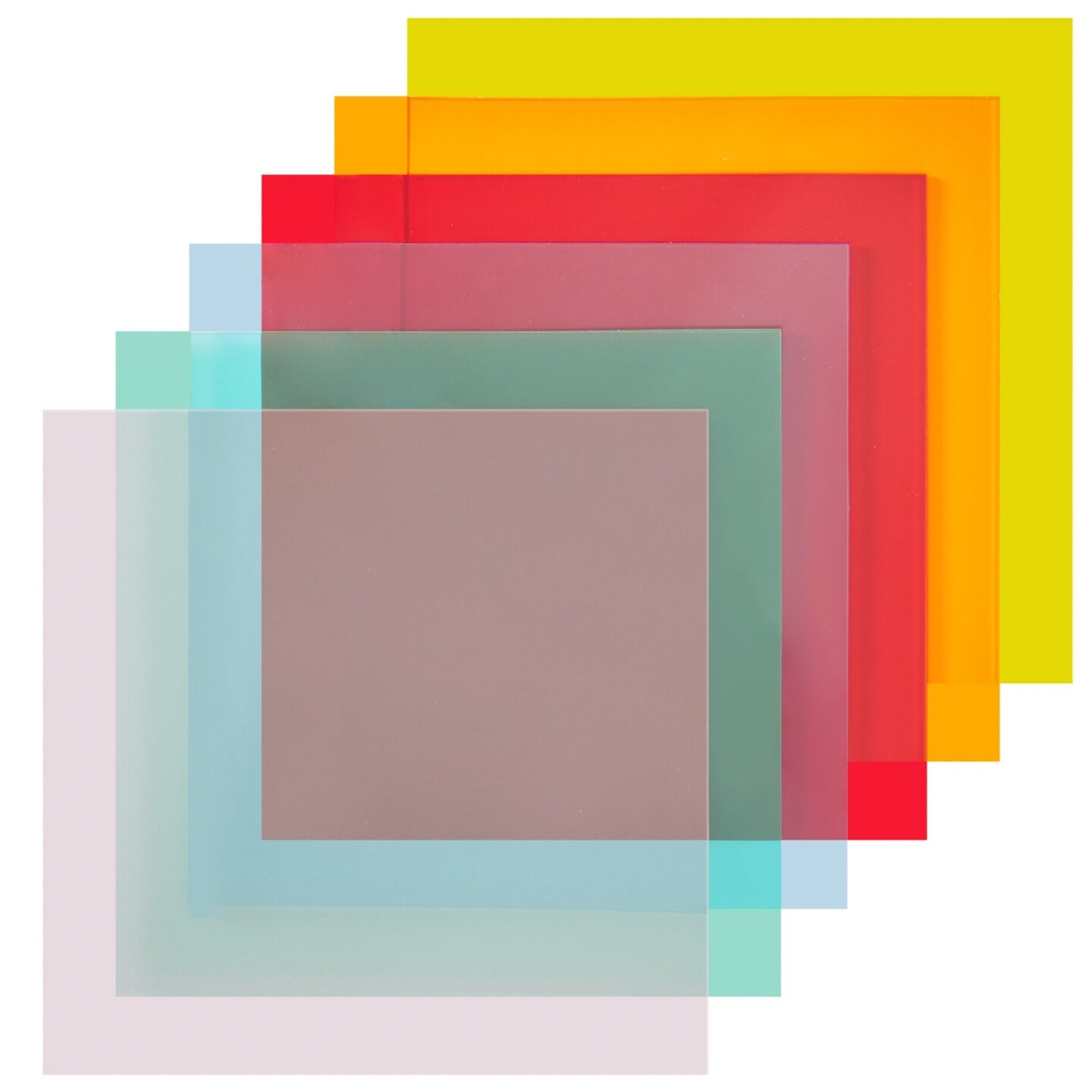 6 Pack Colored Acrylic Sheets 1/8 Thick, Translucent Plastic Plexiglass for Laser Cutting (11.7 x 11.8 x 0.1 In, 6 Colors)