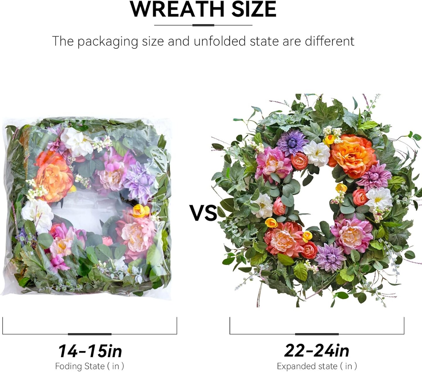 Spring Wreaths for Front Door 24 Inch Spring Wreath with Peony, Dahlia, and Rose