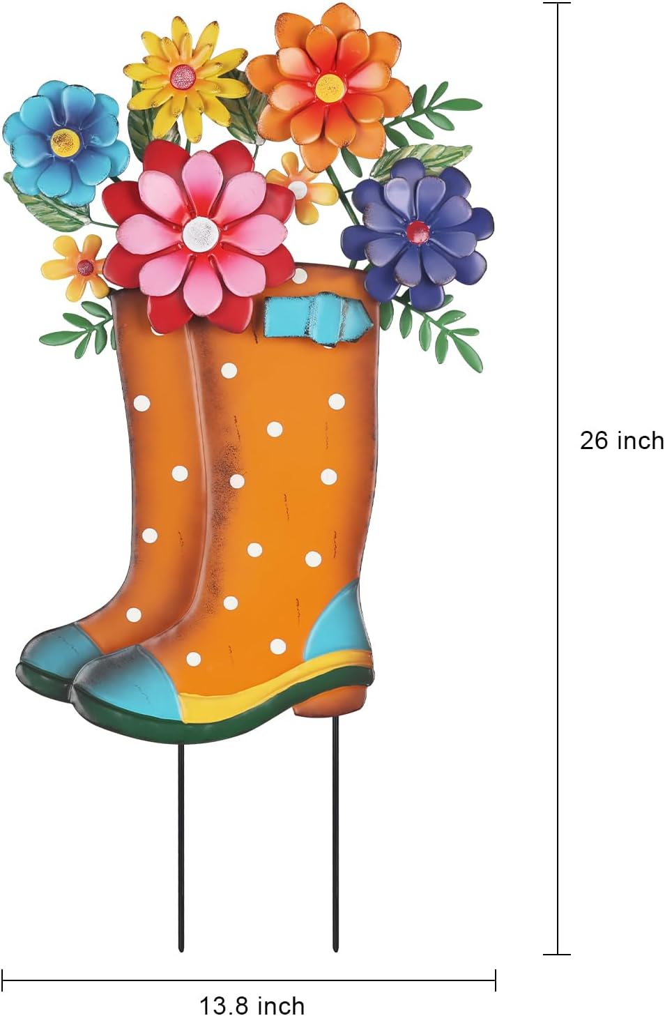 Garden Decor for Outside, 26&#x201D; Decorative Garden Stakes Metal Boot with Flowers for Spring Decor, Yard Art Stakes for Outdoor Lawn Backyard Porch Pathway Garden Decorations