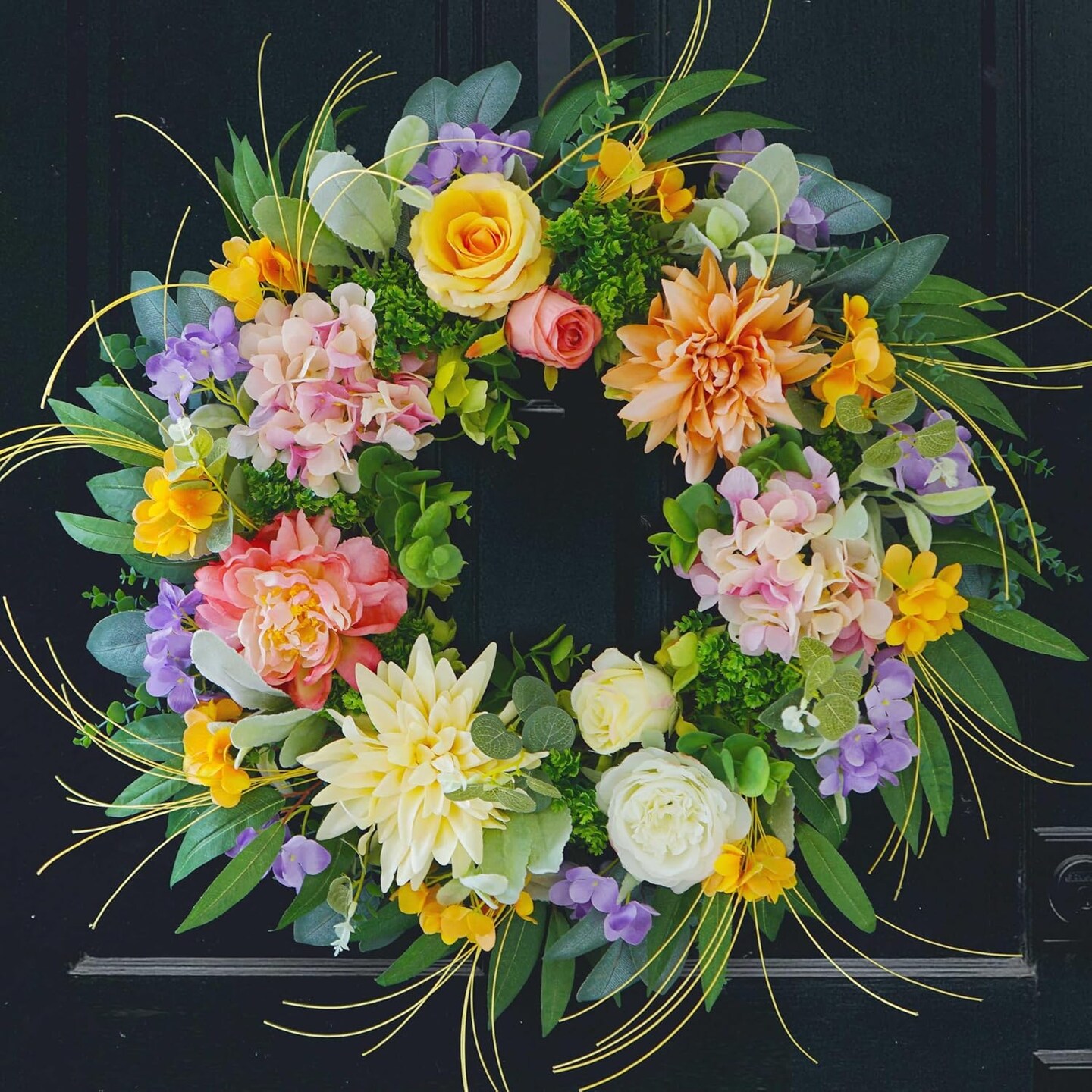 Spring Wreaths for Front Door, Soomeir Hydrangea Summer Wreath
