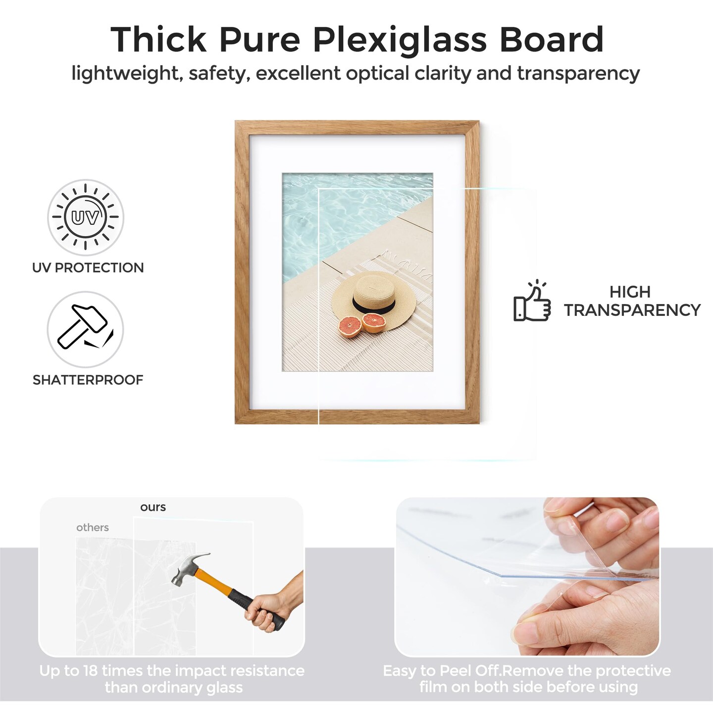 Diploma Frame For 8.5x11 Certificate Document | Solid Oak Wood 8.5 By 11 Picture With Mat For 6x8 | 8 1/2 x 11 Certificate Frame | Plexiglass And Hanging Hardware Included | Natural