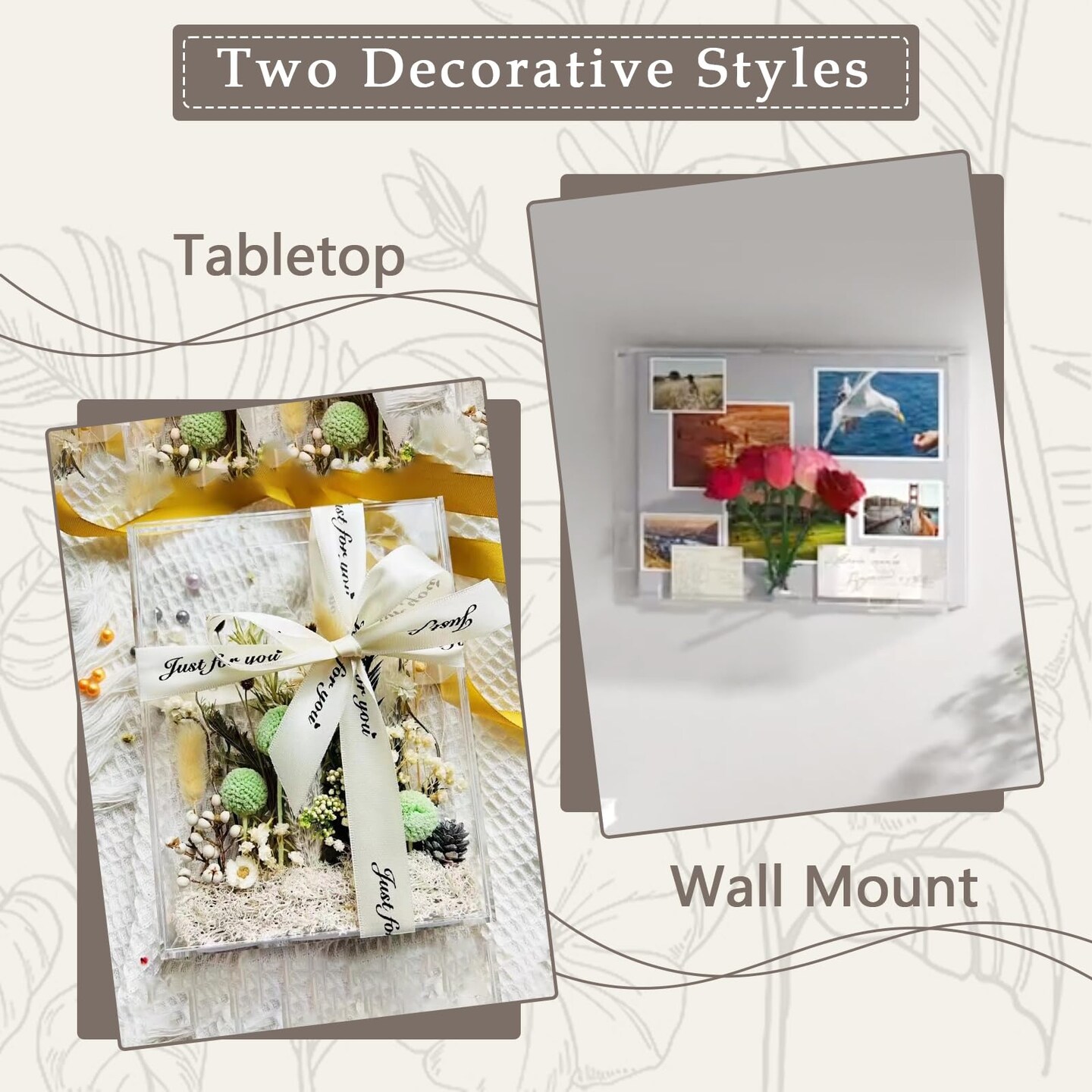 11x14 Acrylic Shadow Box Frame Large 2.5&#x22; Deep Shadow Box Display Case Clear Shadowbox Memory Box for Wedding Bouquet,Memorabilia,Dried Flowers,Wall Mount &#x26; Tabletop, Easy Assembly, 1 Pack