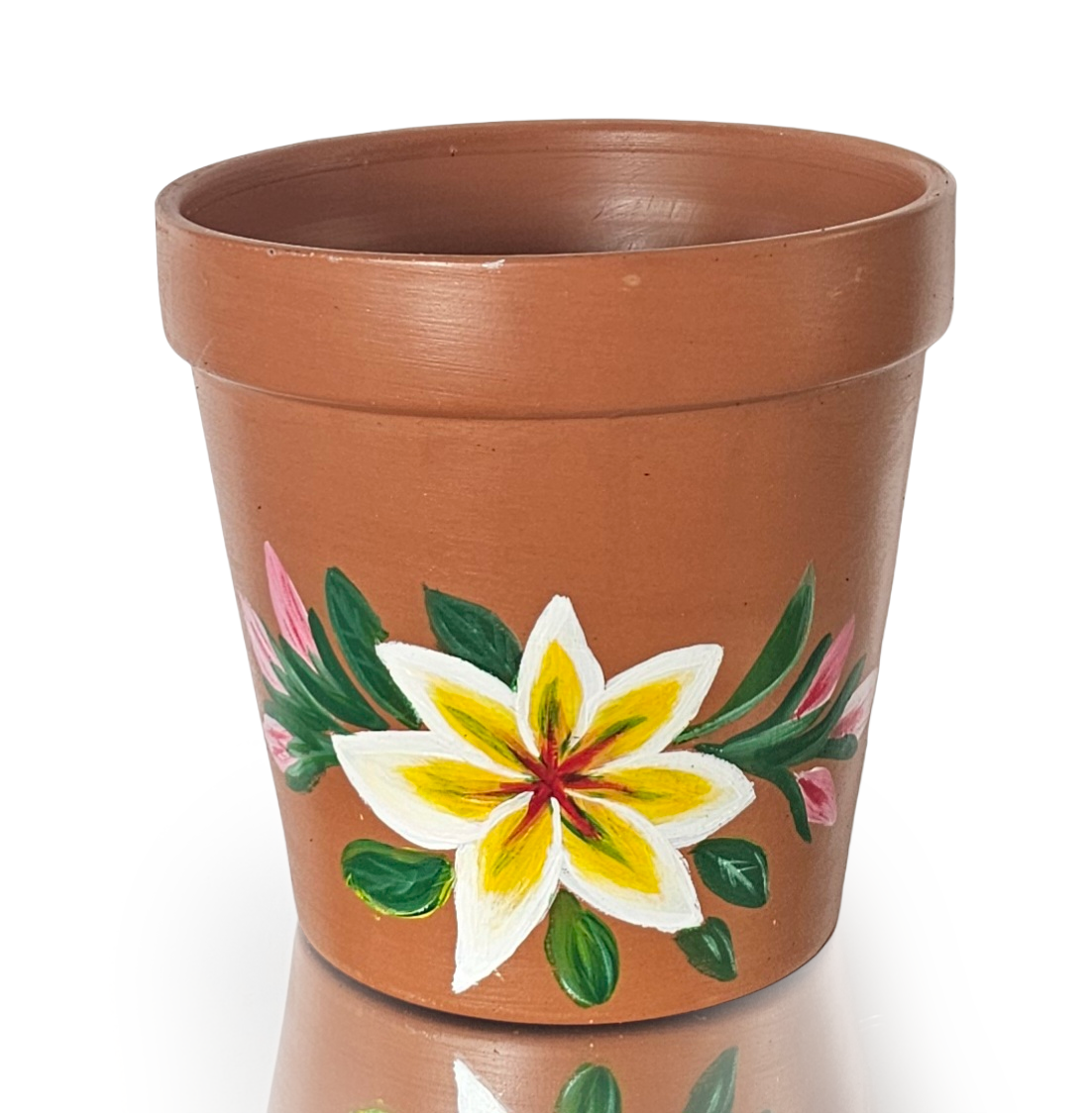 White Lily Flower Pot. An unique gift for a wife or girlfriend. 6 inches  tall terracotta planter, hand painted flower pots for plants | MakerPlace  by Michaels