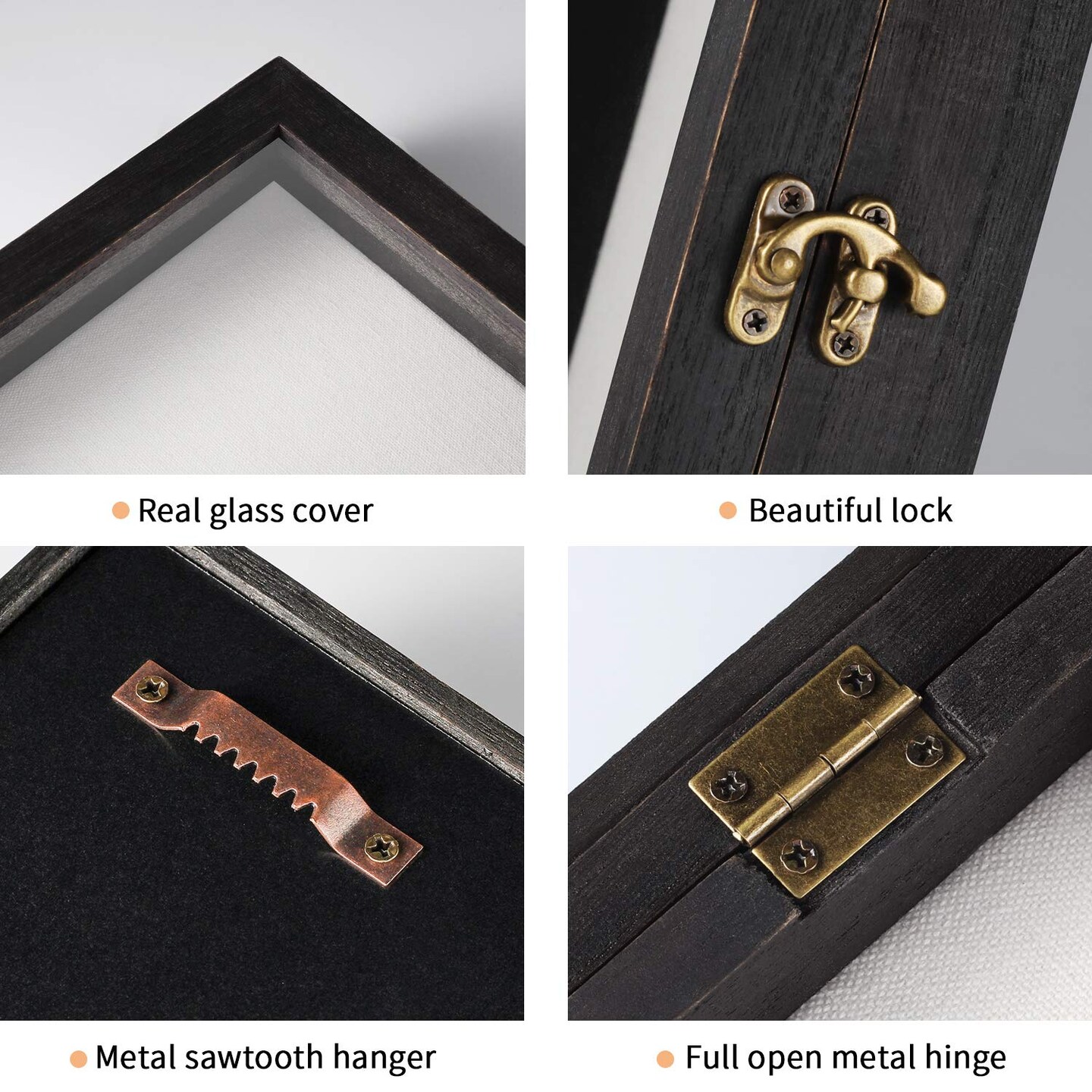 Shadow Box for Flowers 8 x 10 Shadowbox Display Case Picture Frame with Glass Window Door Wedding Bouquet Memorabilia Medals Military Photos Memory Box for Keepsakes - Rustic Black