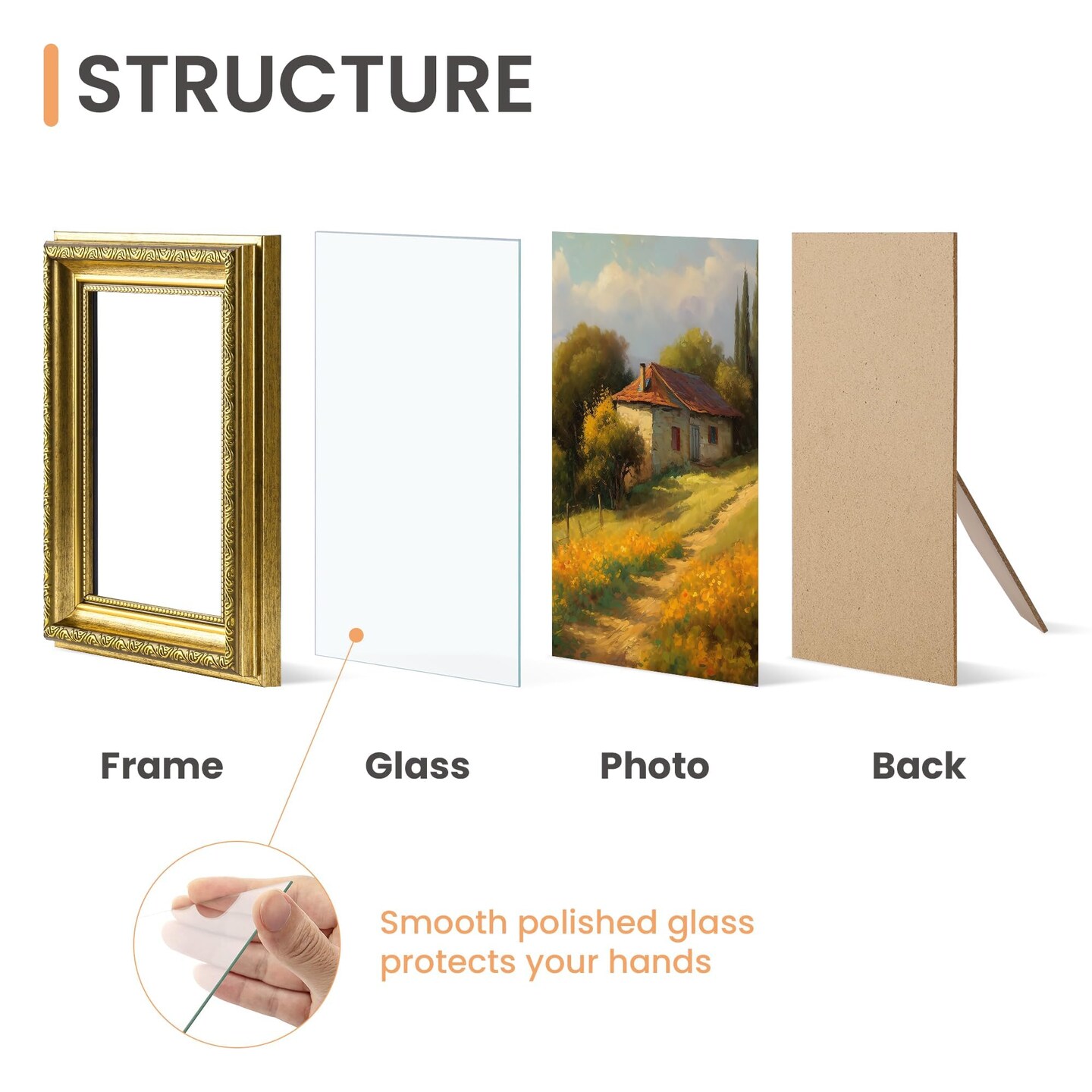 5x7 Picture Frame with Real Glass, Ornate Vintage 5 x 7 Photo Frames for Wall Decor or Tabletop Display, Gold, 2 Pack