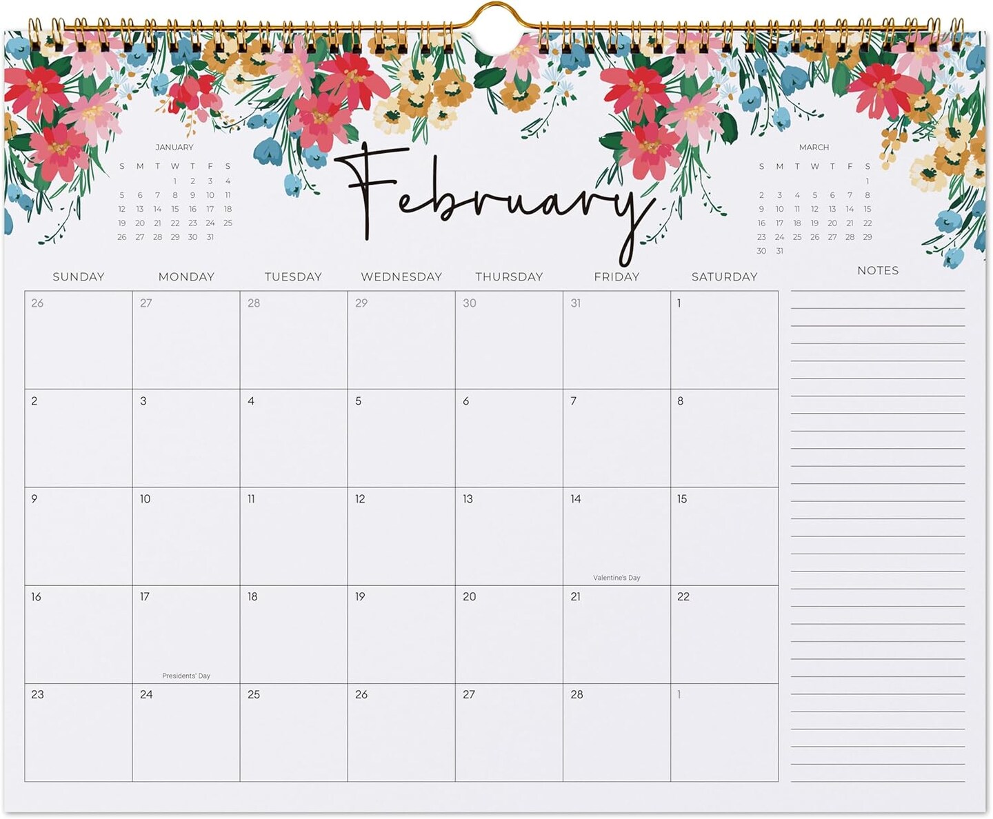 2025-2026 Calendar - Jokotha Wall Calendar 2025, Calendar Runs From Jan 2025 - Jun 2026, 15&#x22; x 12&#x22;, Twin-Wire Binding, Hanging Hook, Floral Design