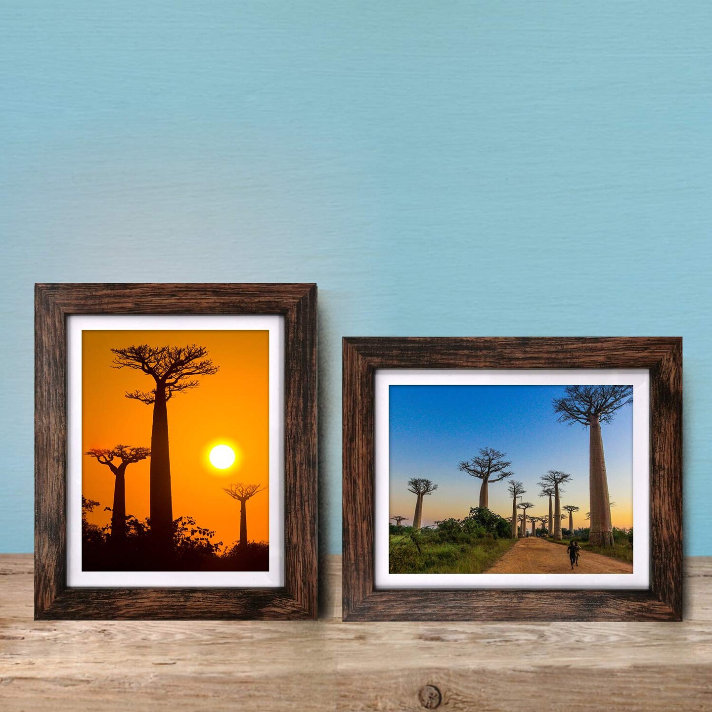 8x10 Picture Frames Rustic Brown with Mat Photo Frames 4 Packs for Tabletop or Wall