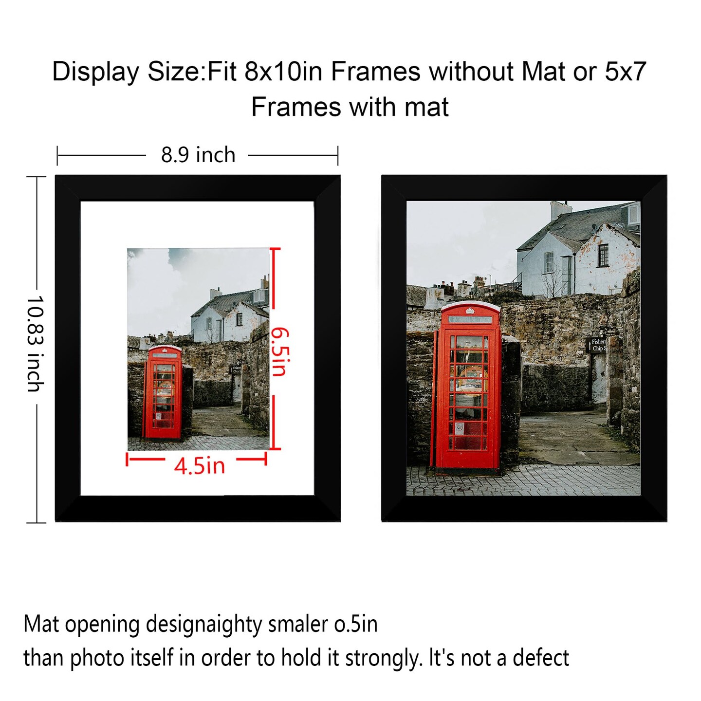 BESCRCL 8x10 Picture Frame Black Set of 6, Display Pictures 5x7 with Mat or 8x10 Without Mat for Wall Mounting or TableTop