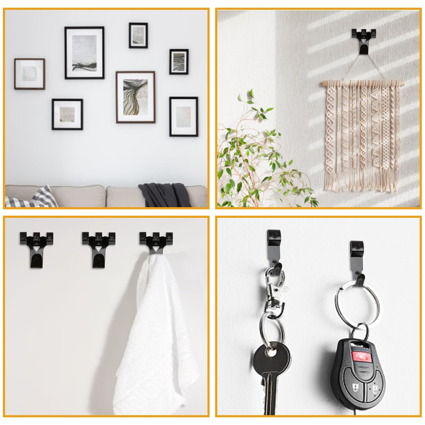385Pcs Picture Hanging Kit with Heavy Duty Picture Hanging Hooks, Sawtooth, Hardware Nails and Picture Hanging Tool, Wall Hangers for Frame, Painting, Art, Photo (Black)