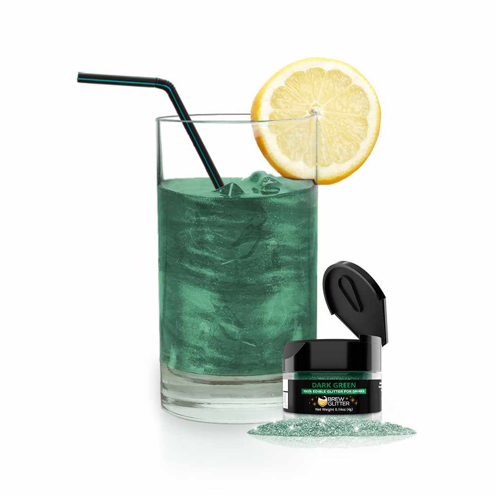 Brew Glitter - Dark Green Edible Drink Glitter (4g, x1 Flip-Cap Jar) for Beer, Cocktails and Beverages