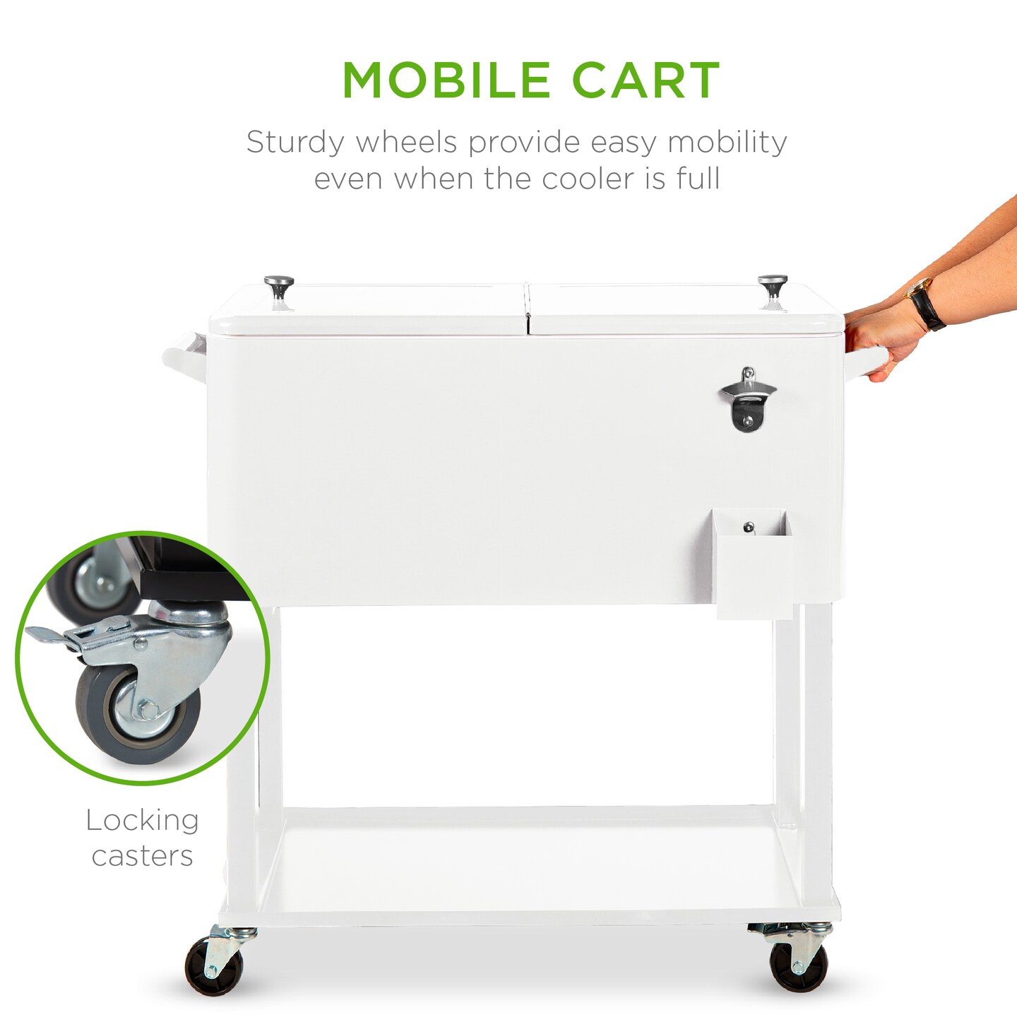 Best Choice Products 80qt Steel Rolling Cooler Cart w/ Bottle Opener, Catch Tray, Drain Plug, Locking Wheels