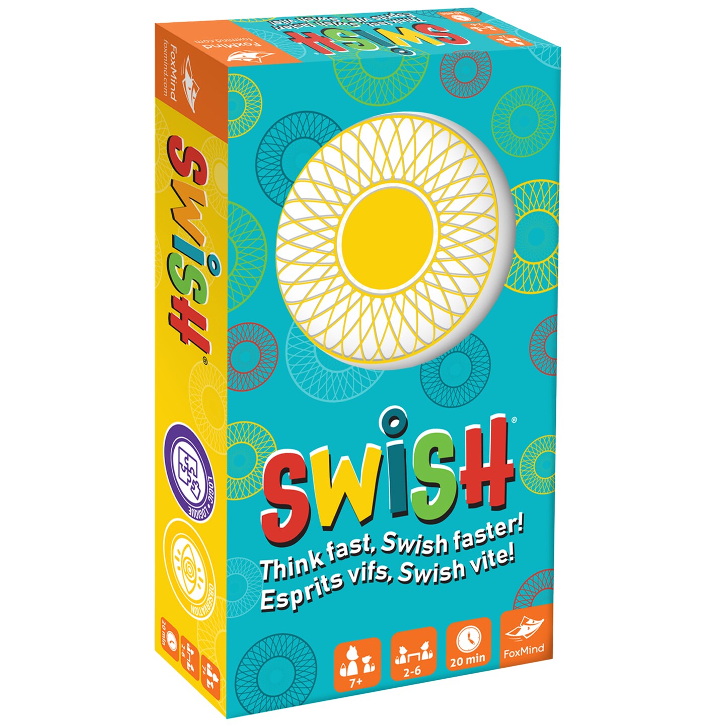 FoxMind Games: Swish - Logic Puzzle Sports Game, Think Fast To Match Hoops &#x26; Balls, Flip Stack &#x26; Rotate, Family &#x26; Kids Ages 7+, 2-6 Players, 20 Min