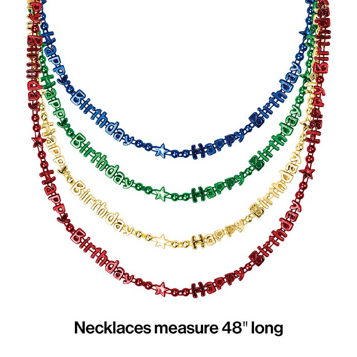 Happy Birthday Necklace (4/Pkg)