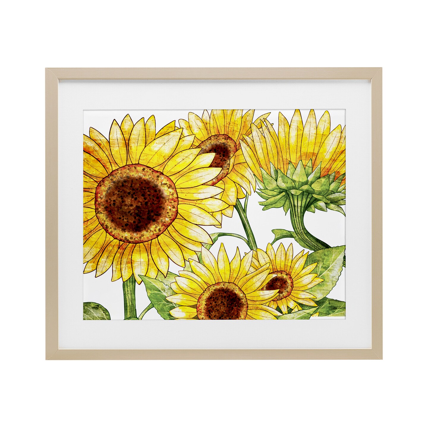 Stupell Industries Peeking Sunflower Blooms Framed Print Under Glass, design by Kim Allen