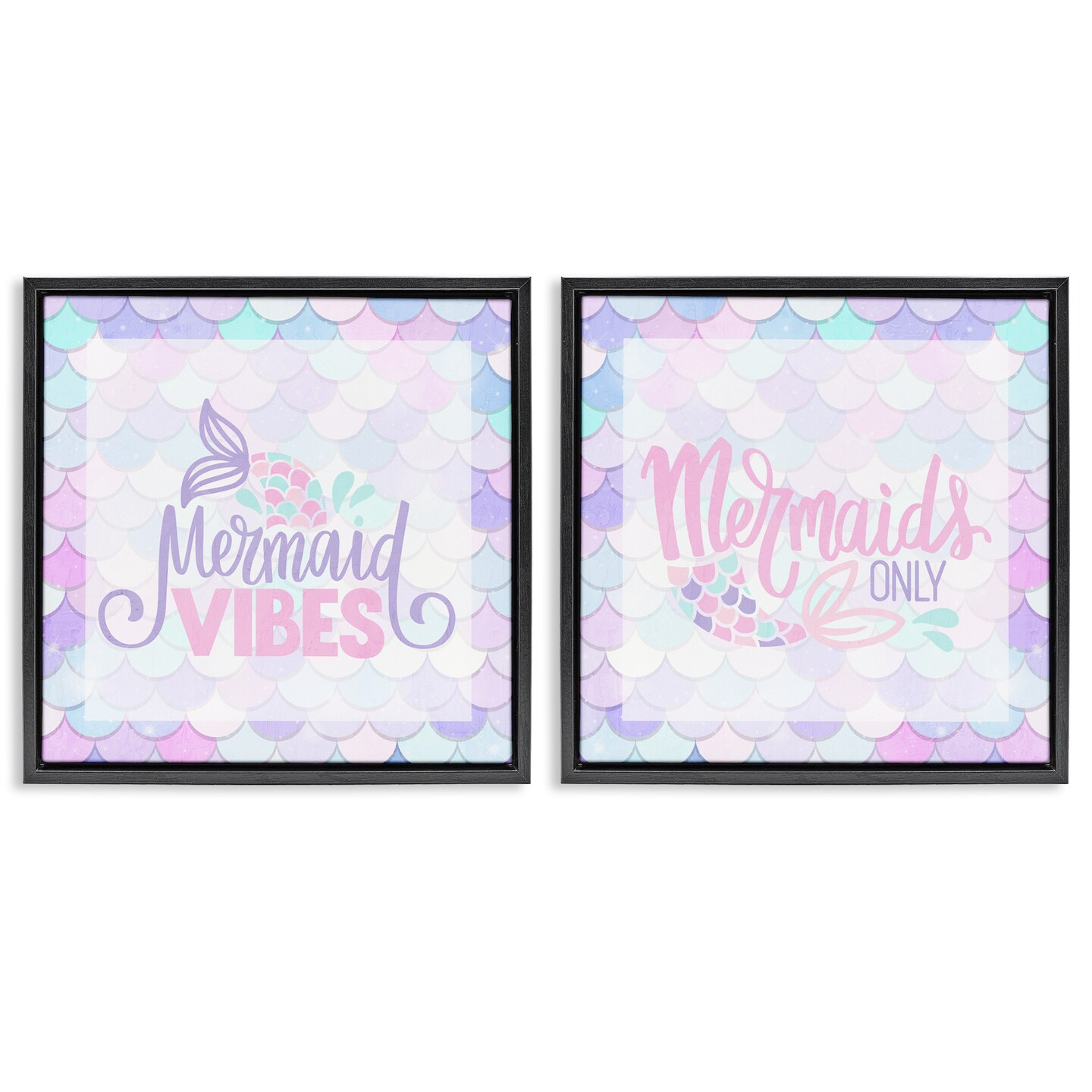 Stupell Industries Dreamy Mermaid Phrases with Scales 2pc Floating Frame Set, design by Kim Allen