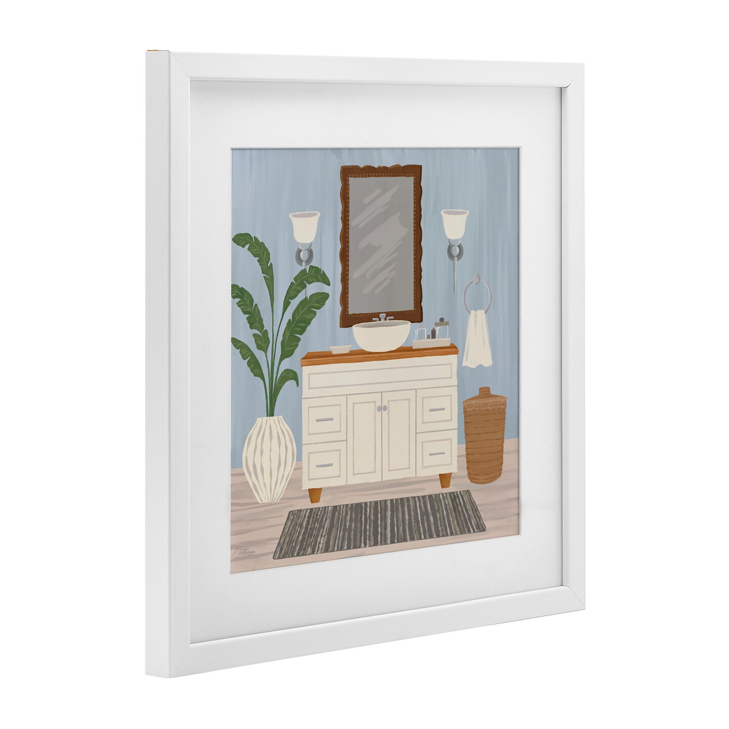 Stupell Industries Unwind and Refresh Bath Sink Framed Print Under Glass, design by Cat Thurman Designs