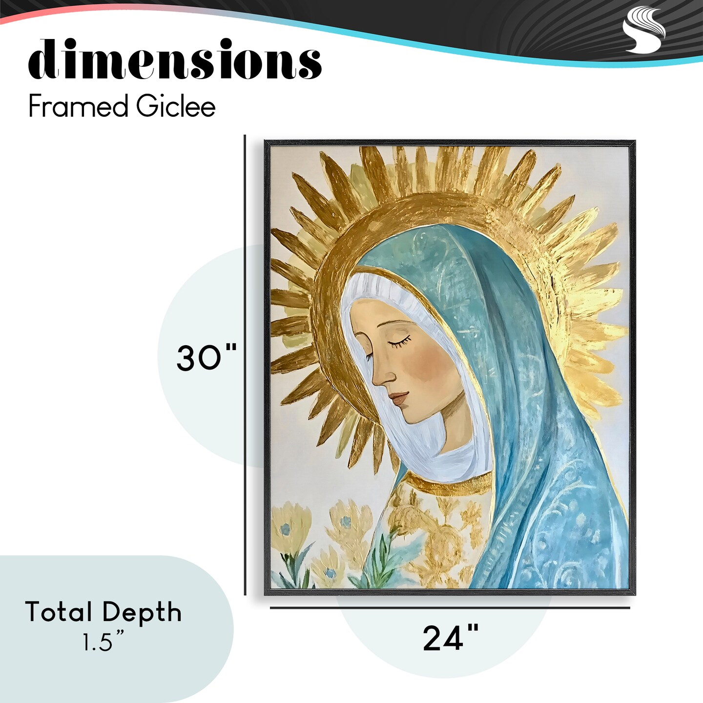 Stupell Industries Holy Mary In Gold Framed Giclee, design by Franklyn Gregory