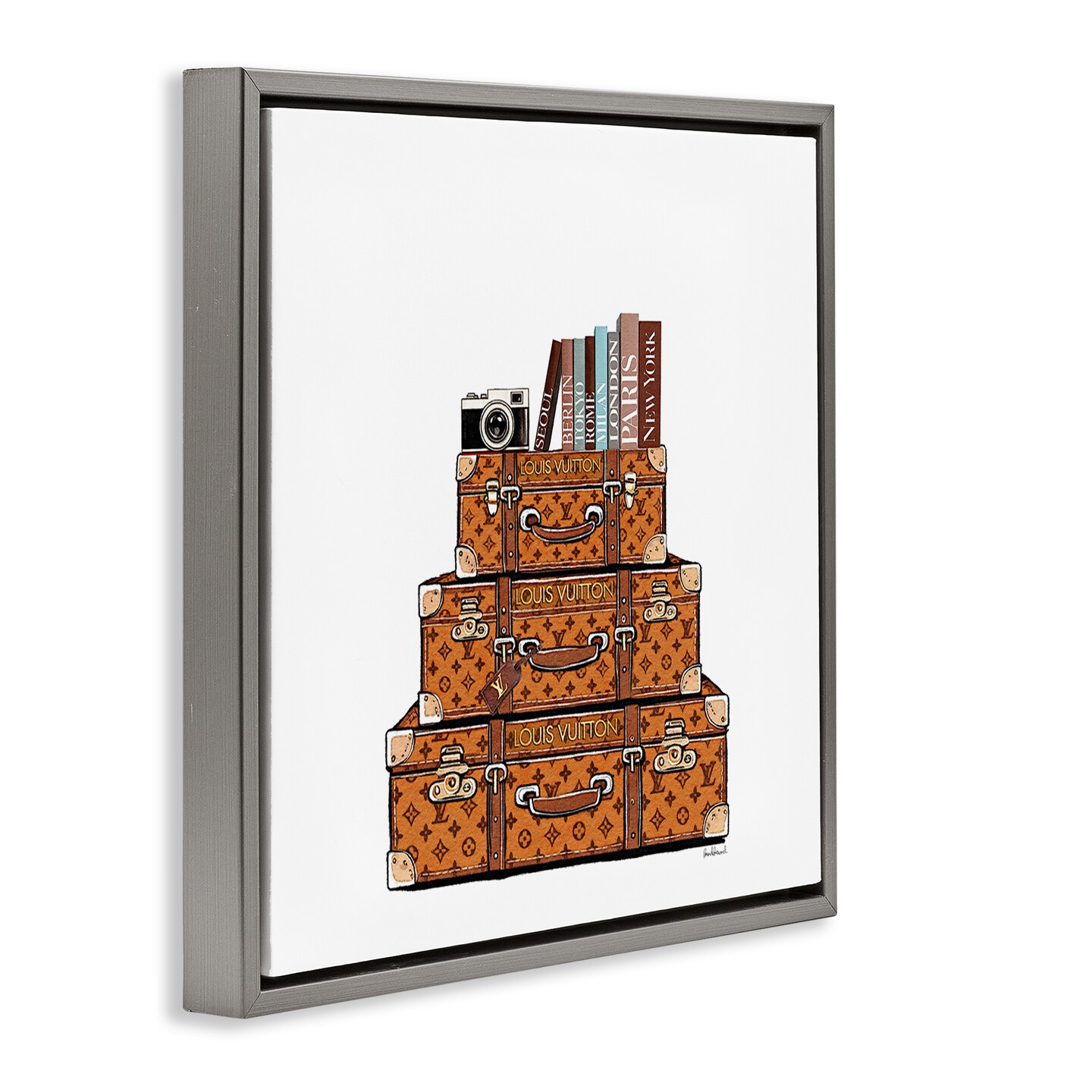 Stupell Industries Vintage Glam Luggage Stack Floating Frame, design by Amanda Greenwood