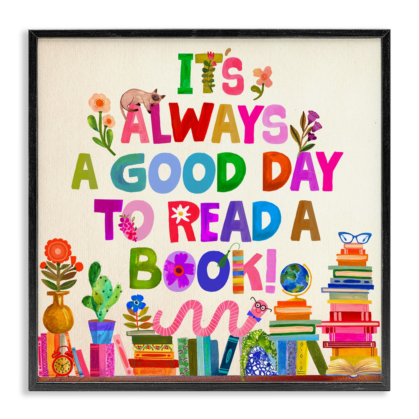 Stupell Industries Good Day To Read A Book Framed Giclee, design by Katherine Herrell Studio
