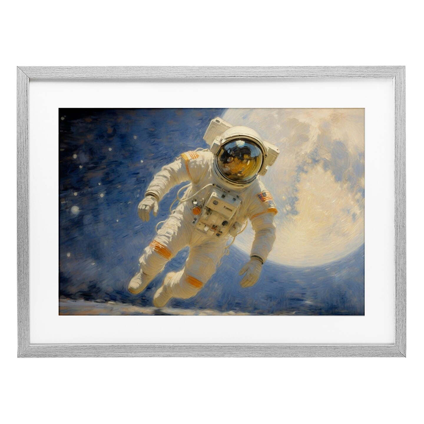 Stupell Industries Astronaut in Vast Galaxy Framed Print Under Glass, design by Angie Hawke