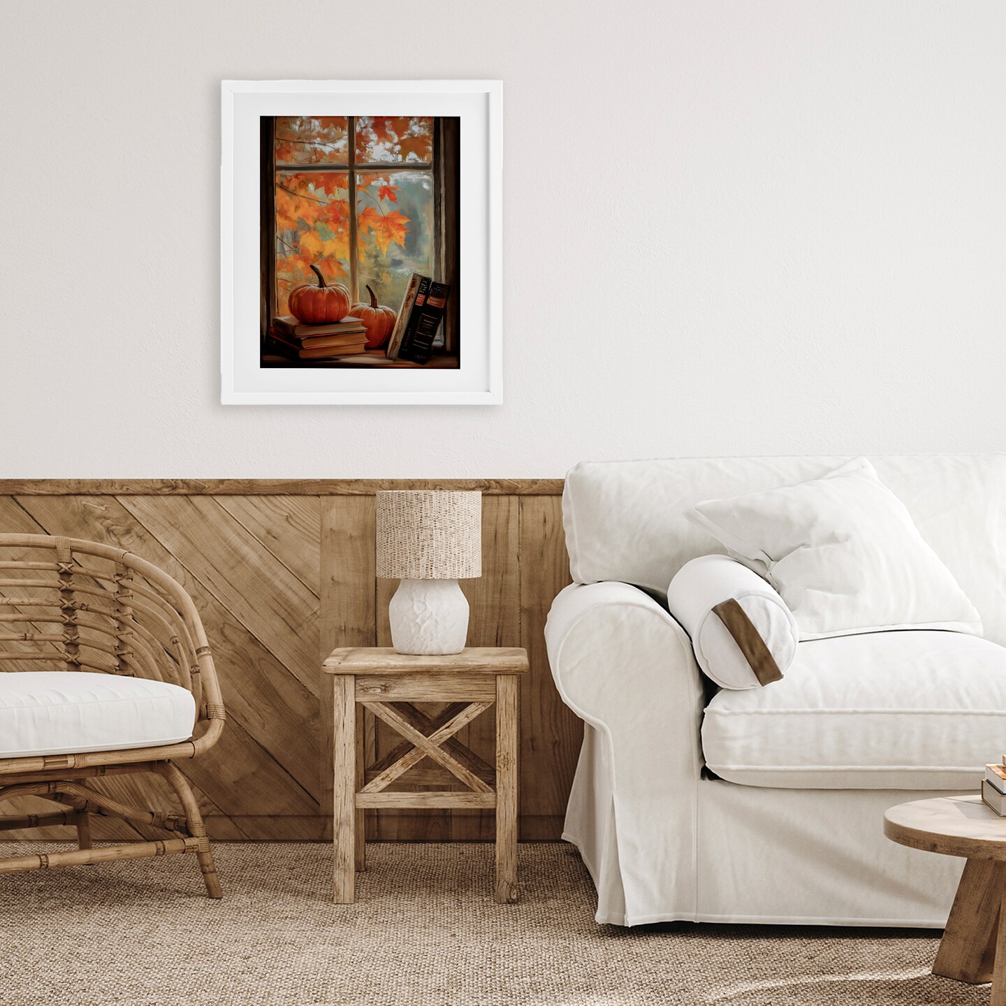 Stupell Industries Cozy Fall Window Books Framed Print Under Glass, design by Arlington Prints