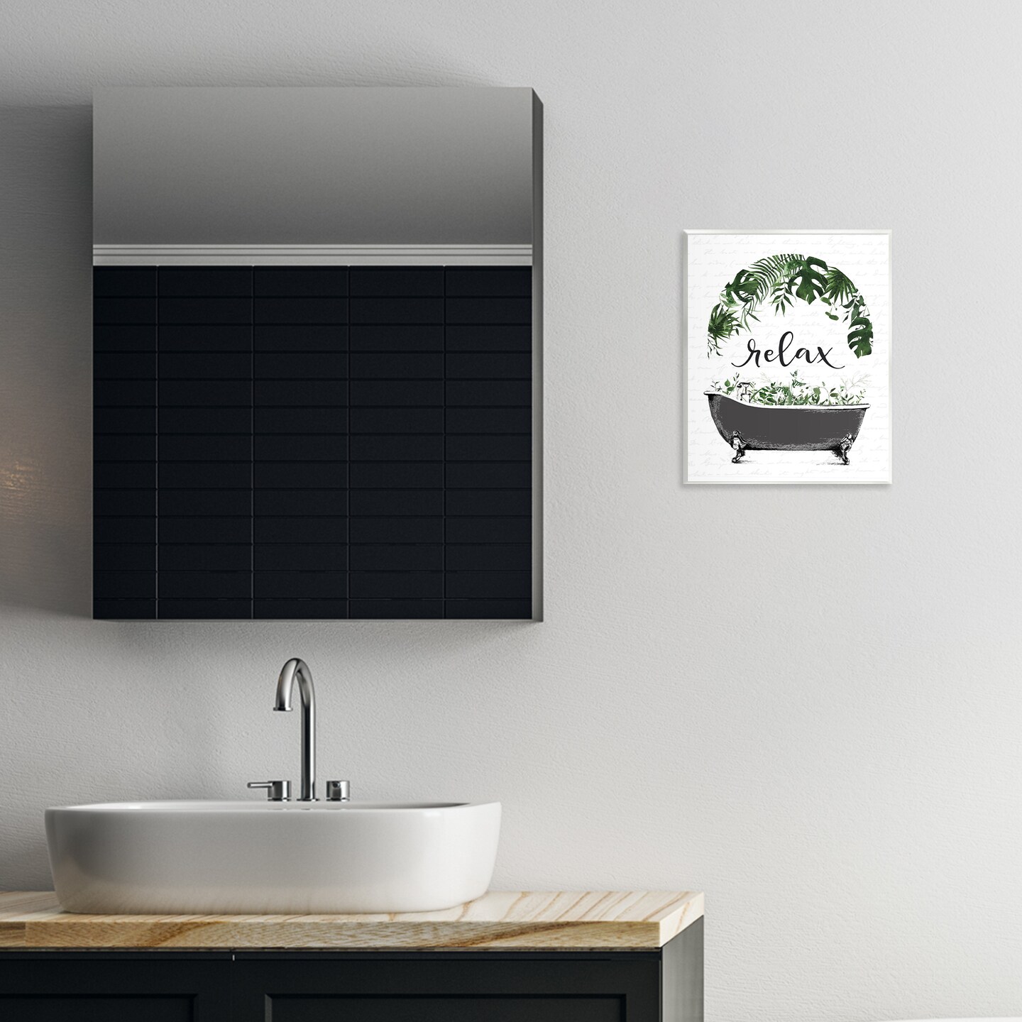 Stupell Industries Tropical Bath Relax Wall Plaque, design by Lettered and Lined