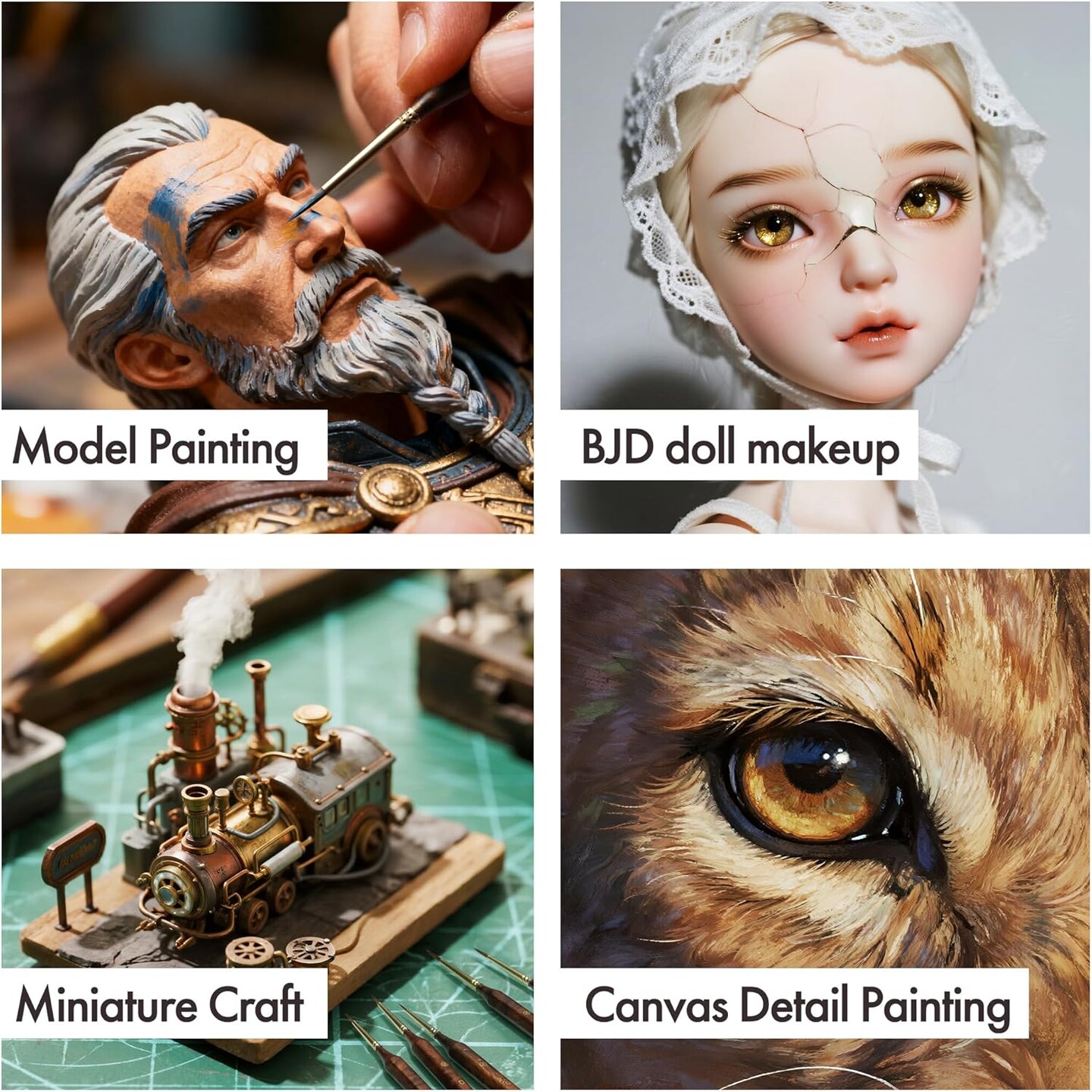 Artify Detail Paint Brush Set, 12Pcs Fine Paint Brushes for Detail, Model &#x26; Craft, Miniature Paint Brushes, No-Splitting Synthetic Synthetic Bristle, for Watercolors, Oil, Acrylics