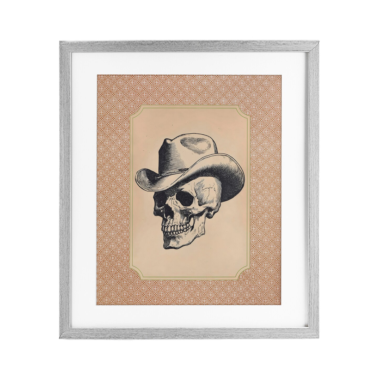 Stupell Industries Vintage Cowboy Skull Framed Print Under Glass, design by Arlington Prints