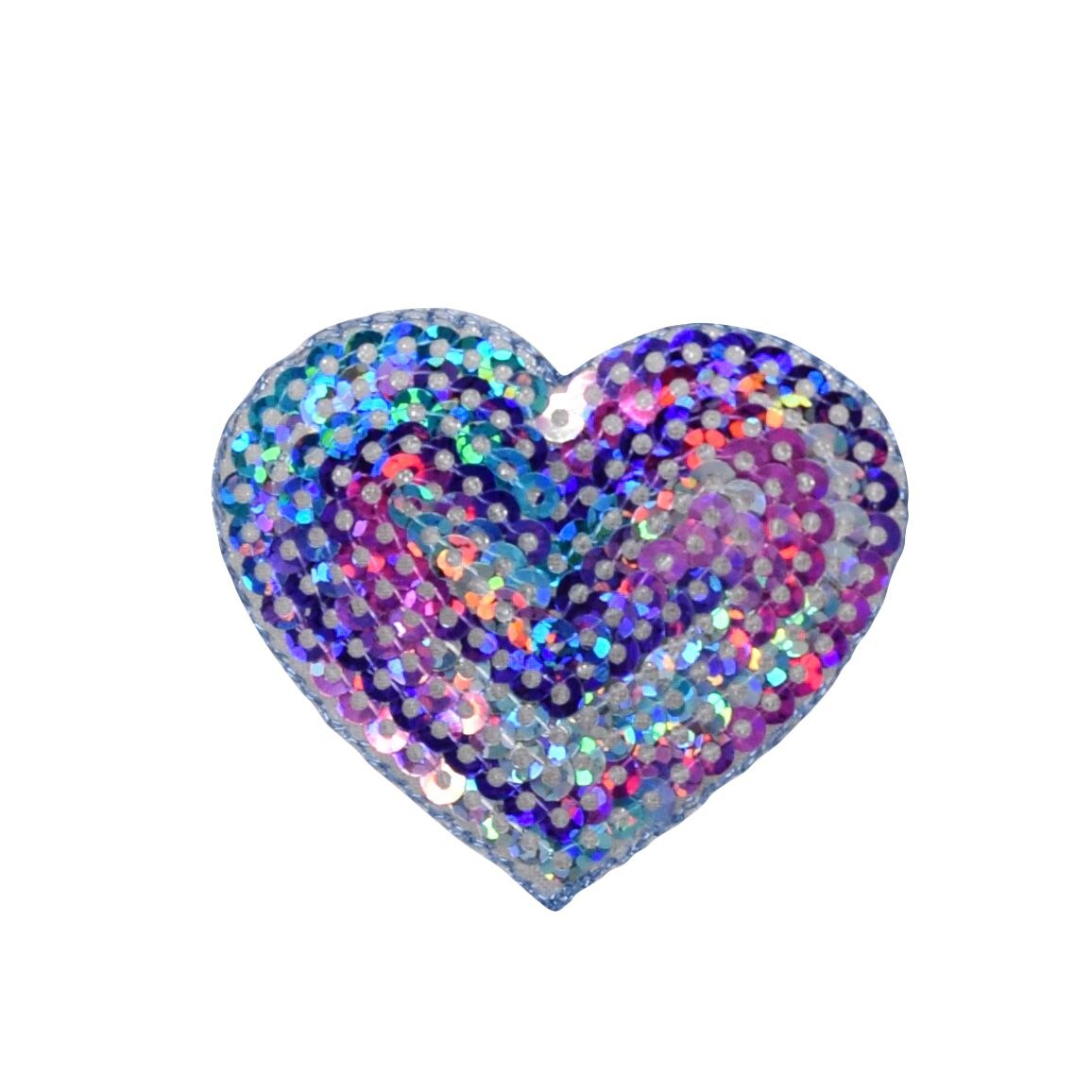Multicolor Rainbow Heart Sequin Patch - 1.75 inch Embroidered, Iron on Patch