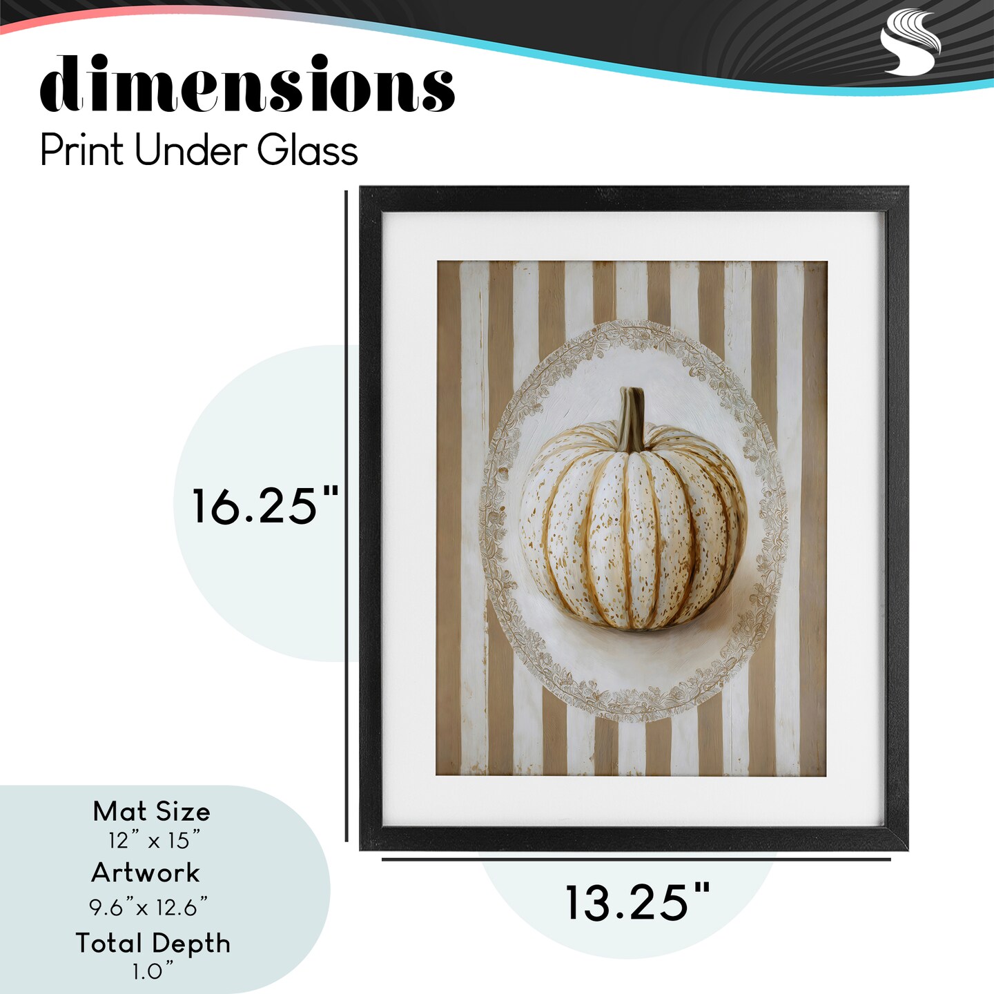 Stupell Industries Beige Stripes Pumpkin Framed Print Under Glass, design by Arlington Prints