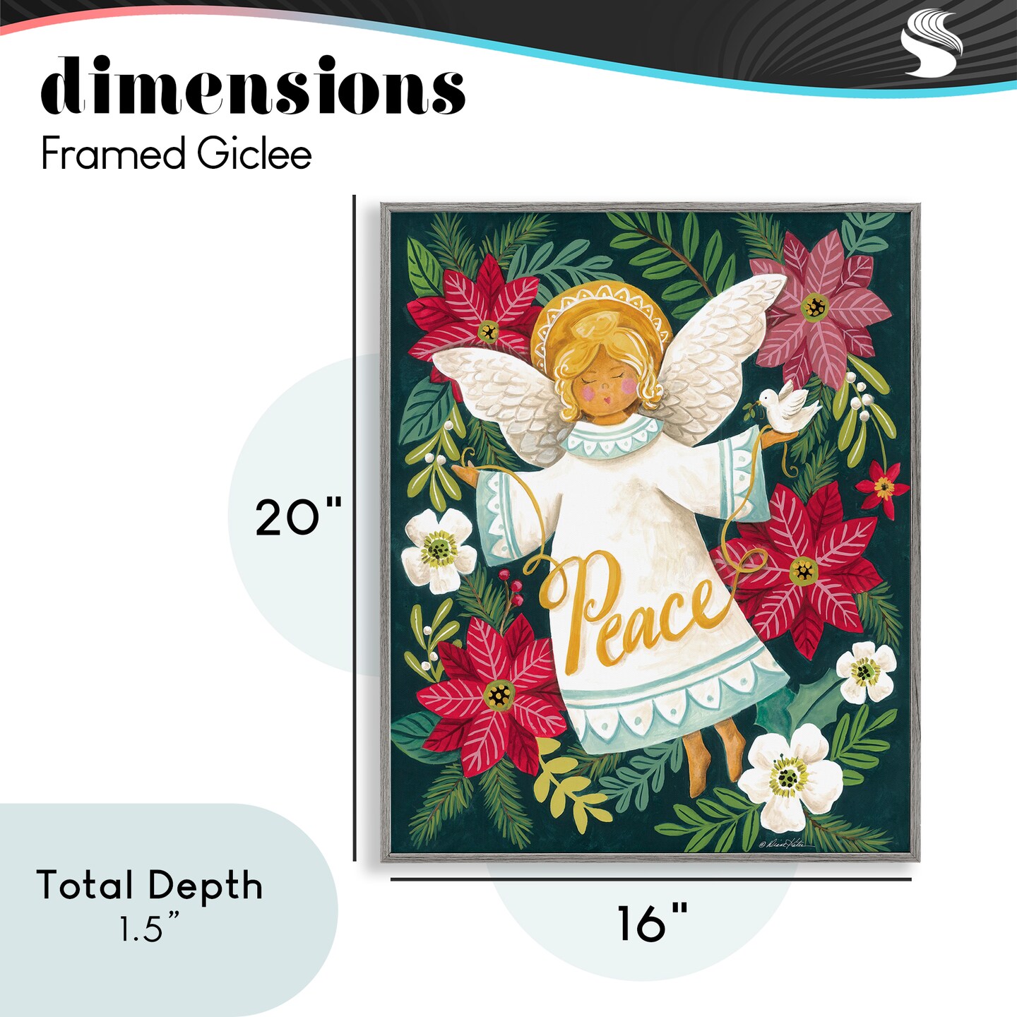 Stupell Industries Angel with Peace & Botanicals Framed Giclee, design by Diane Kater